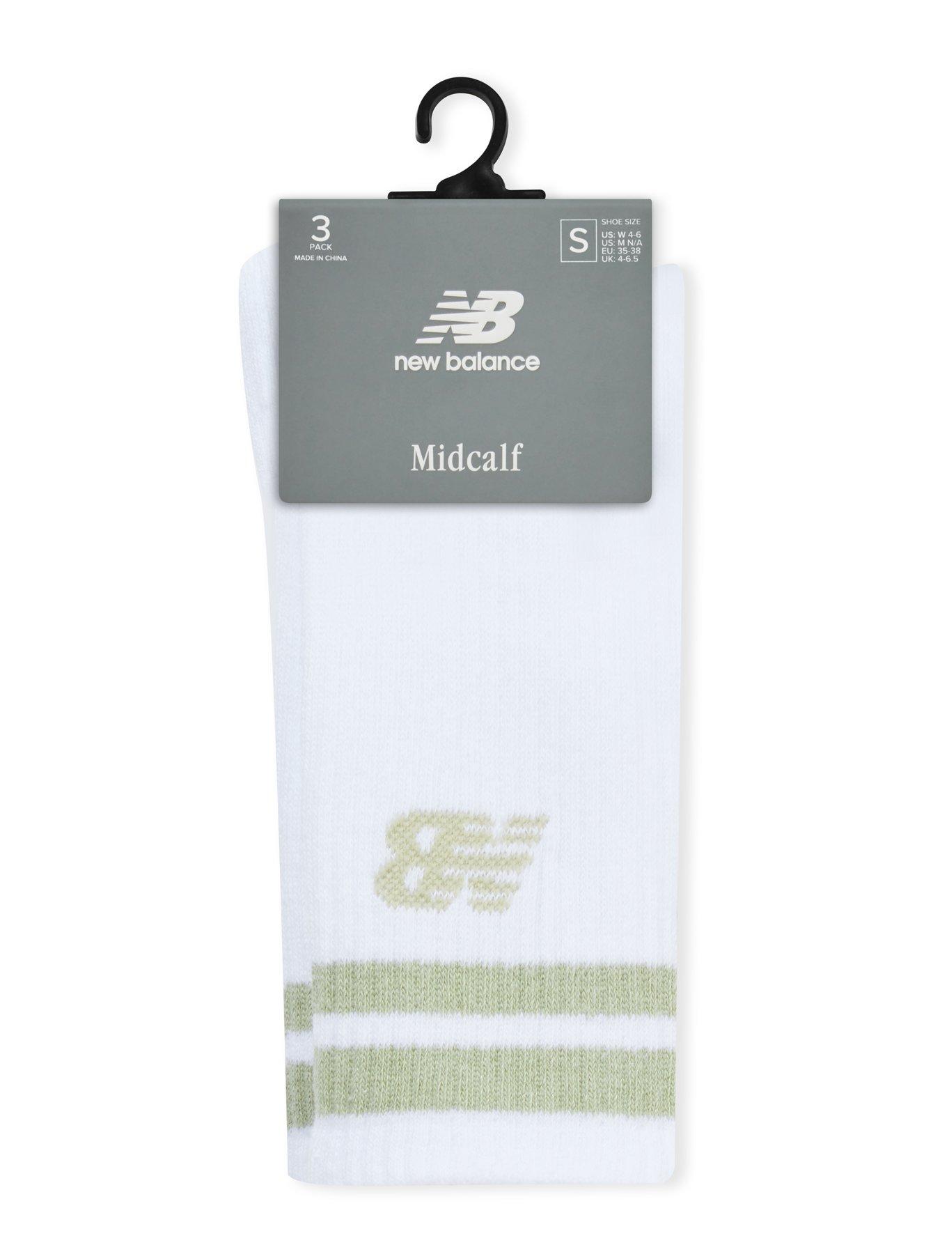 Image 3 of 3 of New Balance Everyday Stripe Midcalf Socks 3 Pack - White