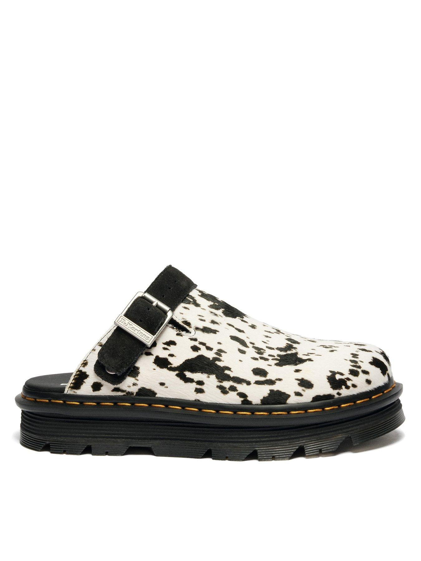 dr-martens-zebzag-mule-cream-black-dalmatian-hair-on-clogs-blackwhite