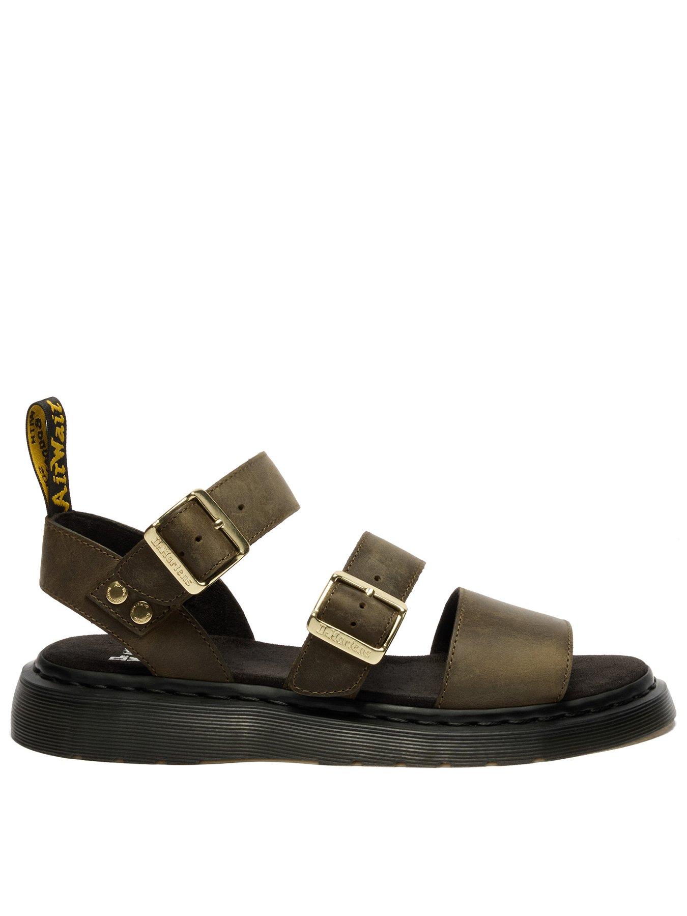 front image of dr-martens-gryphon-strap-sandals-olive-green