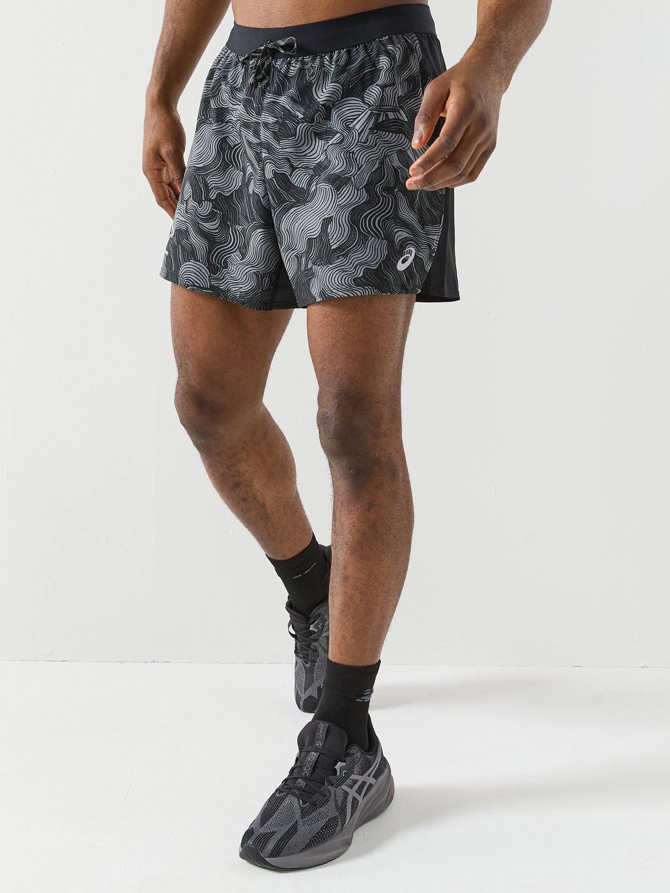 Asics Mens Running Fujitrail All Over Print 5Inch Shorts- Black