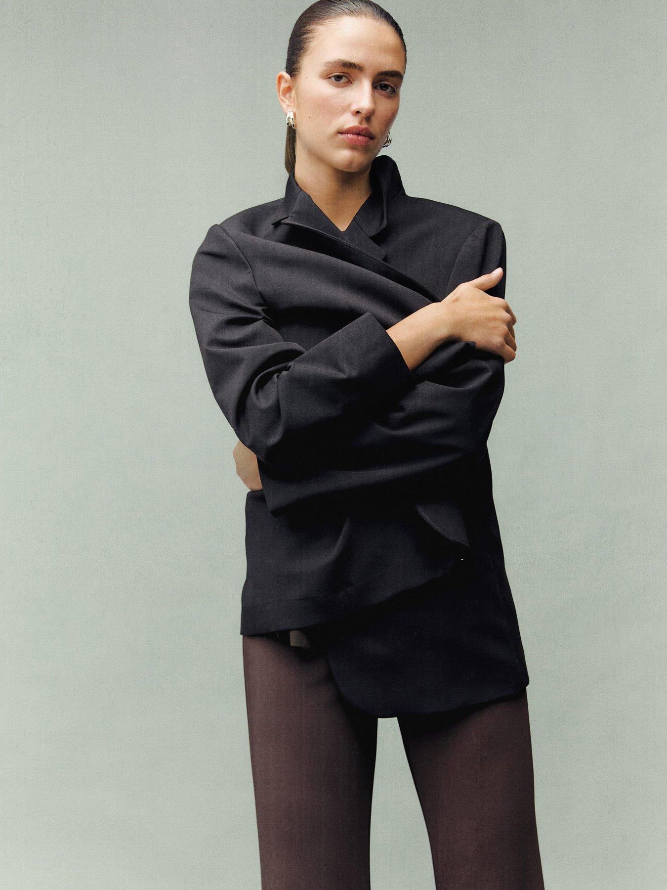  image of mango-straight-fit-trousers-with-elastic-waist-brown