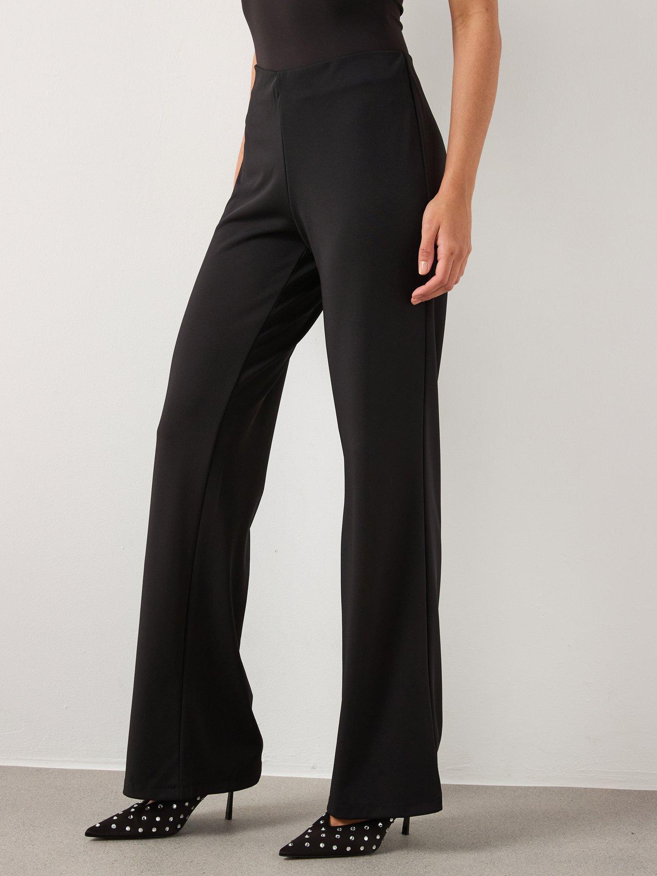 front image of mango-straight-fit-trousers-with-elastic-waist-black