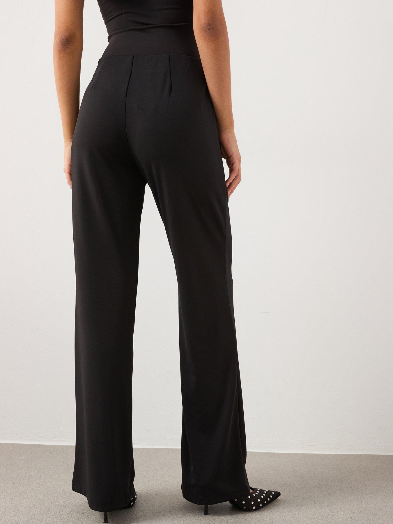  image of mango-straight-fit-trousers-with-elastic-waist-black
