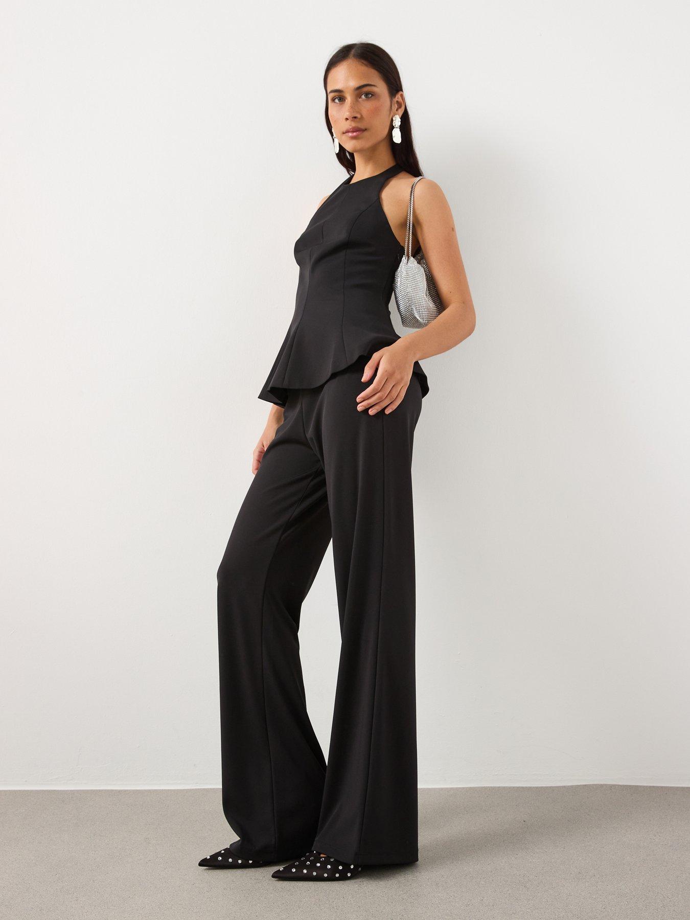  image of mango-straight-fit-trousers-with-elastic-waist-black