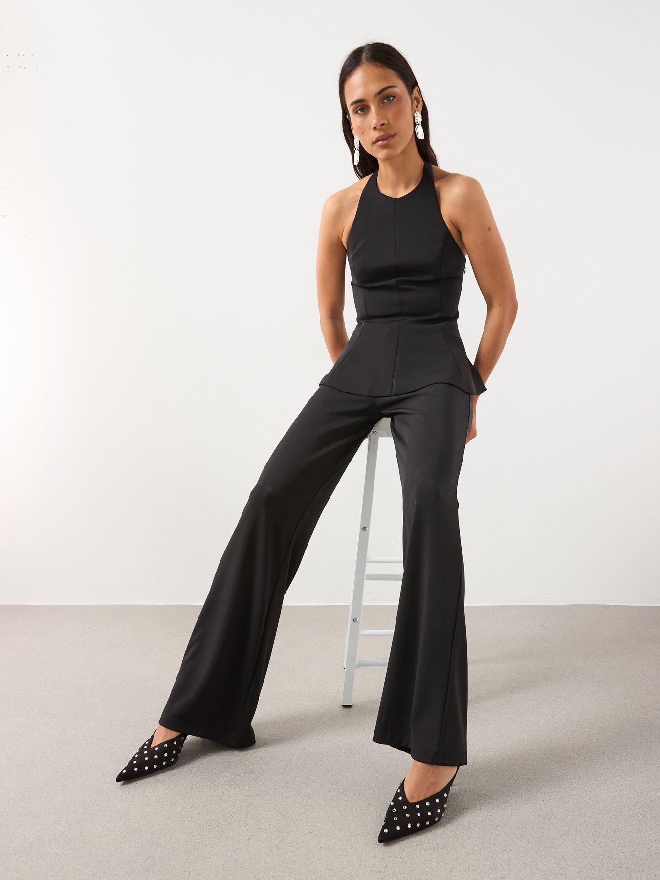  image of mango-straight-fit-trousers-with-elastic-waist-black