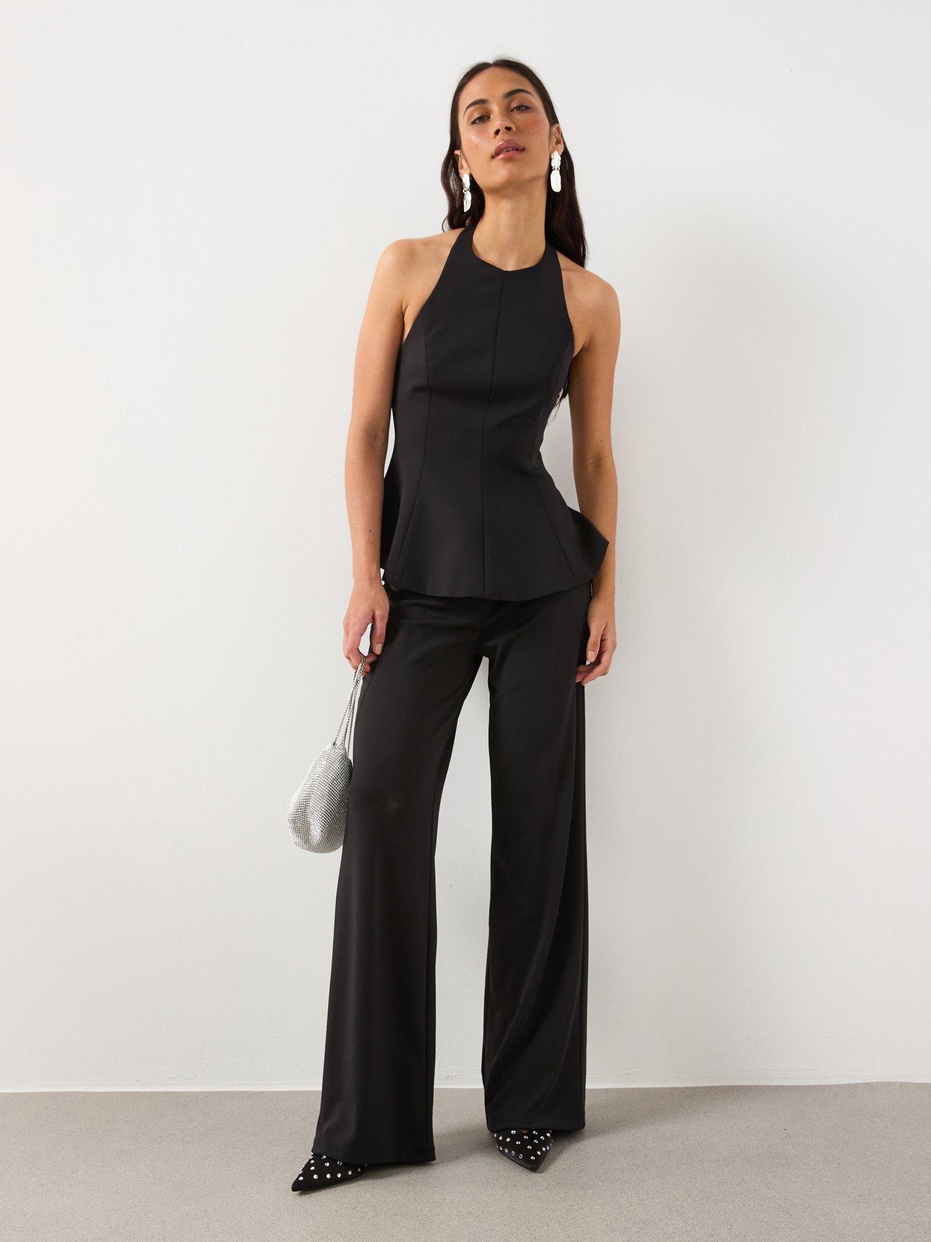  image of mango-straight-fit-trousers-with-elastic-waist-black