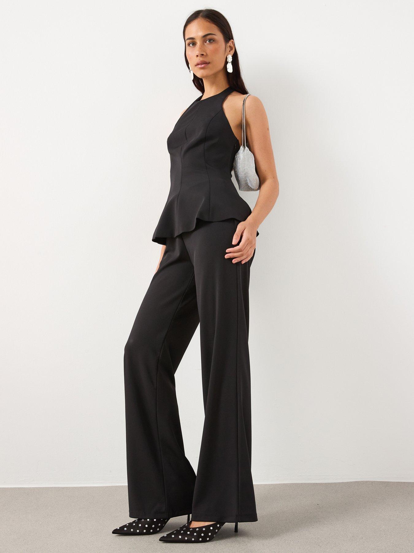 image of mango-peplum-top-with-halter-neck-black