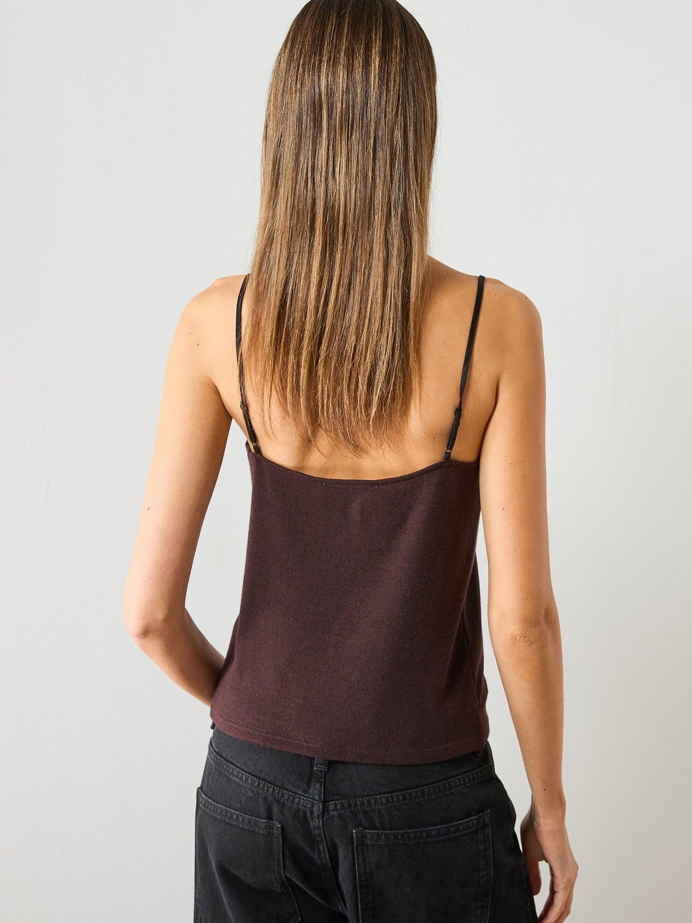 stillFront image of mango-knitted-lace-cami-top-burgundy