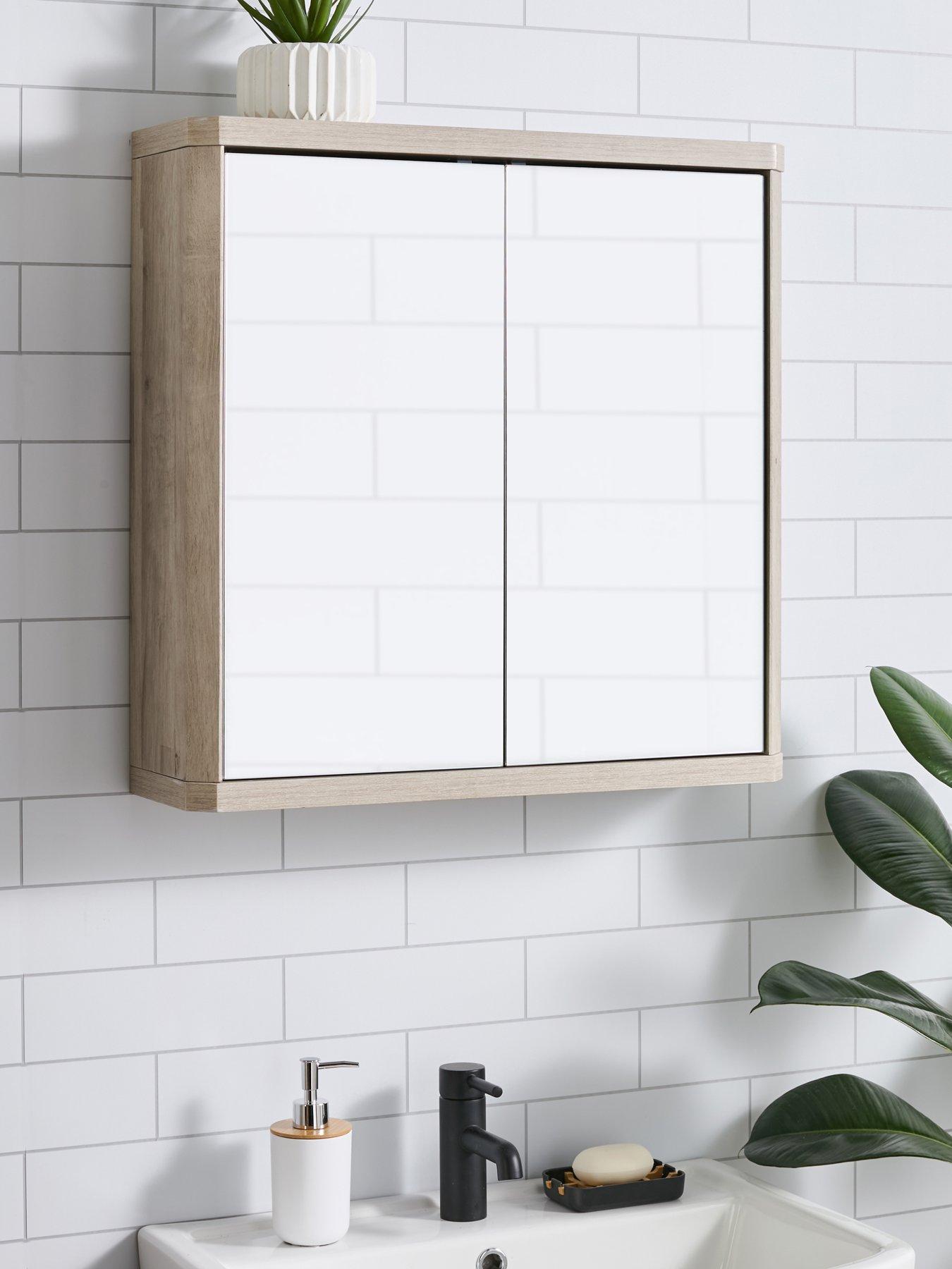 The Very Collection Harlem 2 Door Mirrored Bathroom Wall Cabinet  - Grey Oak - FSC® Certified