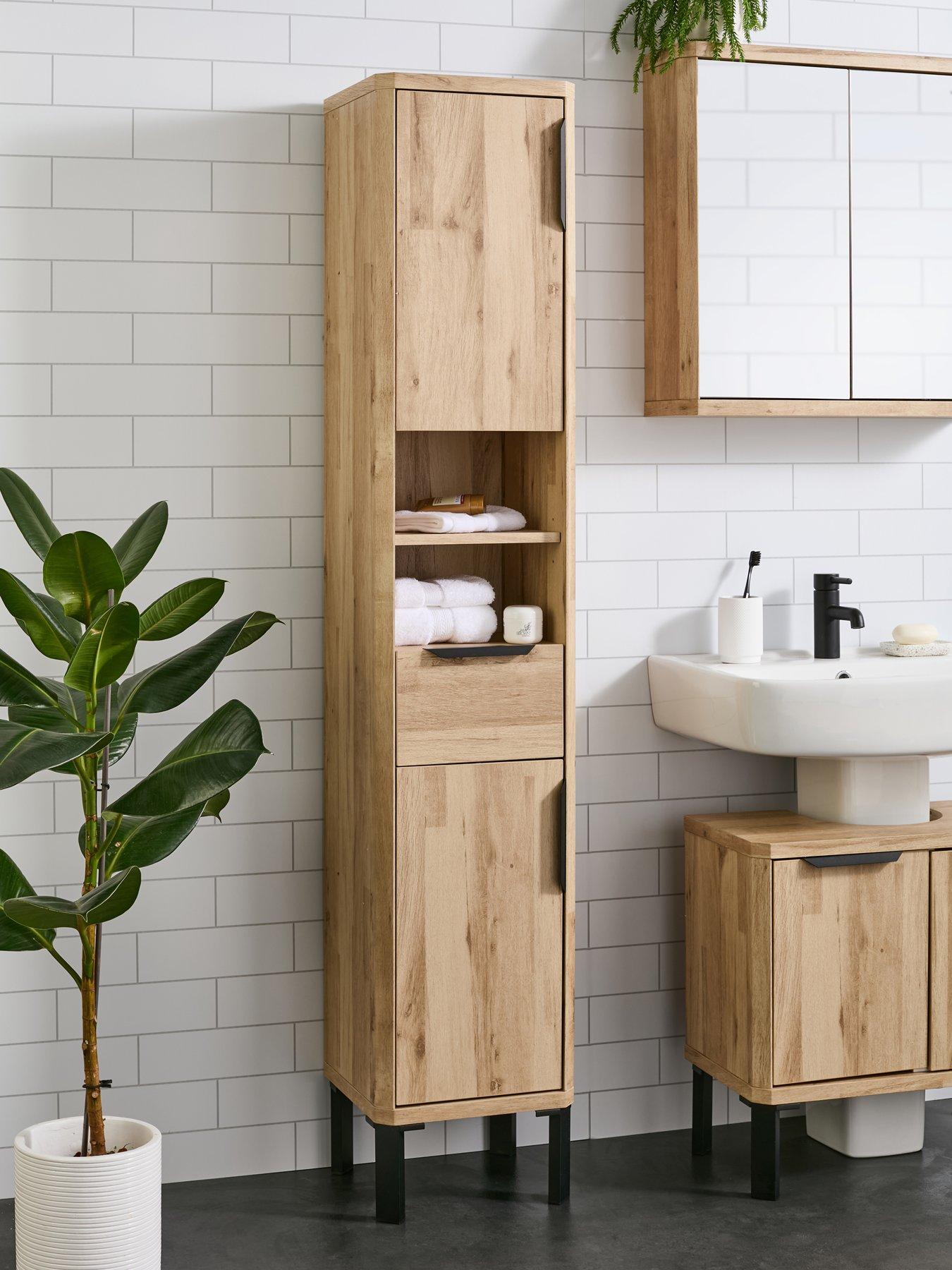 The Very Collection Harlem Single Tall Bathroom Cabinet - Light Oak - FSC® Certified