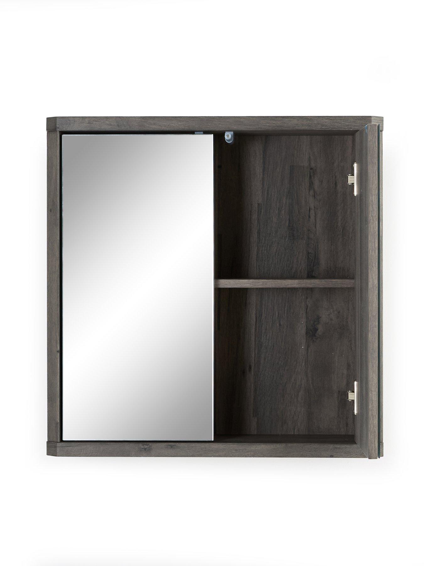 Image 4 of 7 of The Very Collection Harlem 2 Door Mirrored Bathroom Wall&nbsp;Cabinet - Black Oak - FSC&reg; Certified