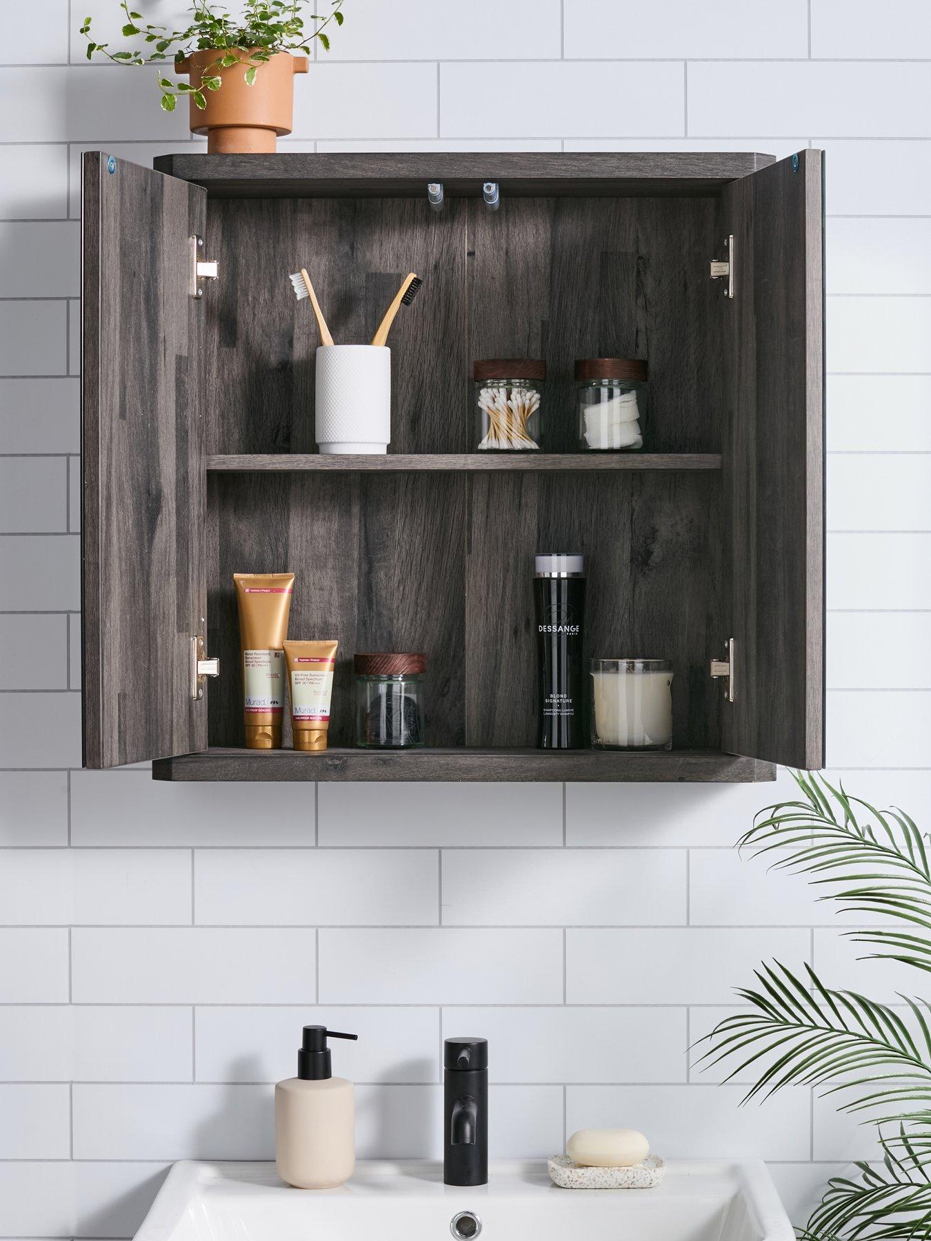 Image 6 of 7 of The Very Collection Harlem 2 Door Mirrored Bathroom Wall&nbsp;Cabinet - Black Oak - FSC&reg; Certified