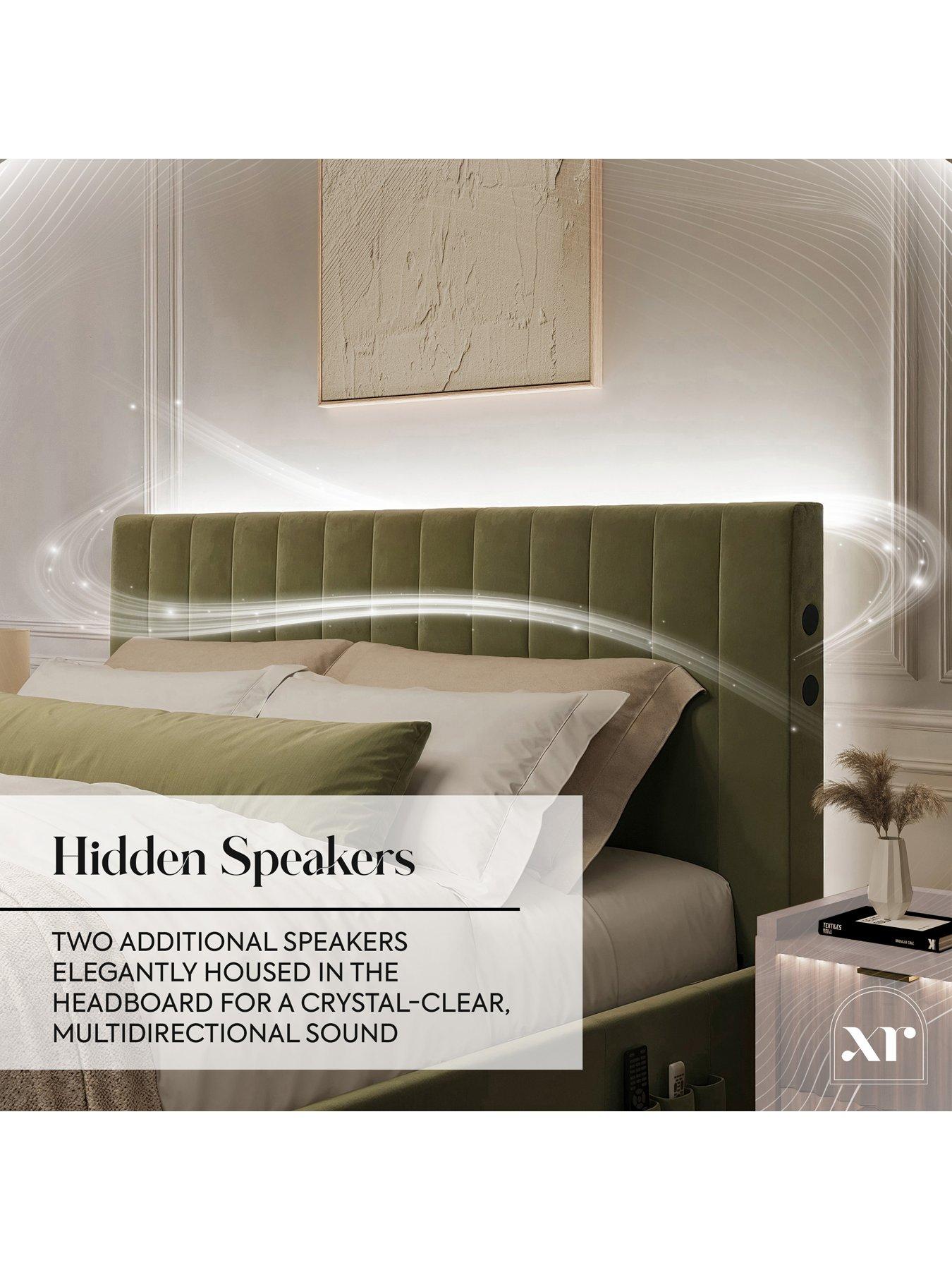  image of xr-living-maisie-51-true-surround-sound-bed-with-electric-tv-lift-and-app-controlled-led-lights