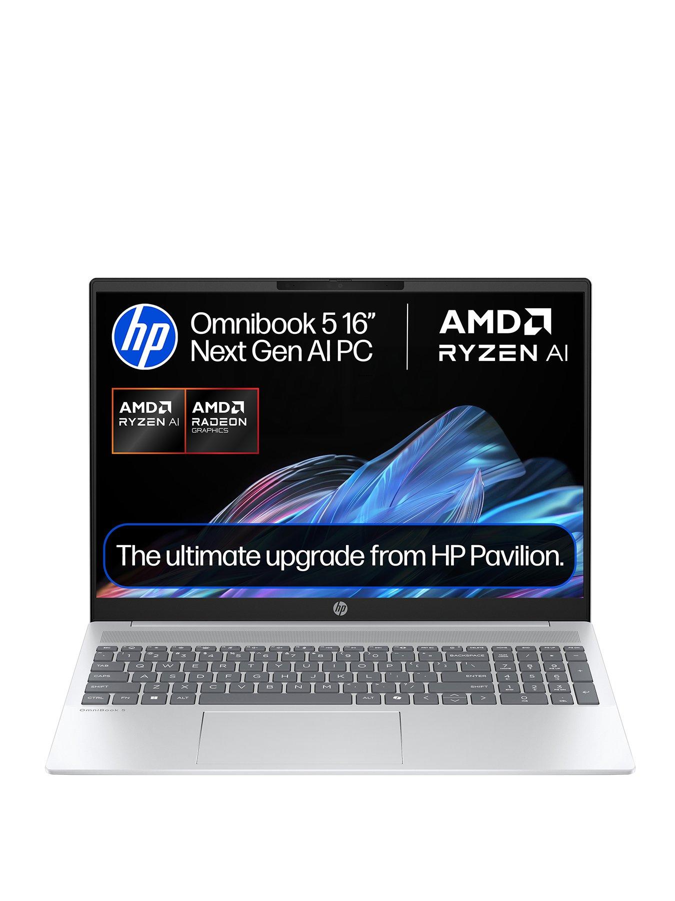 Image 1 of 8 of HP OmniBook 5 - Copilot+ PC - 16in - AMD Ryzen AI 7 - 16GB RAM - 1TB SSD - Silver