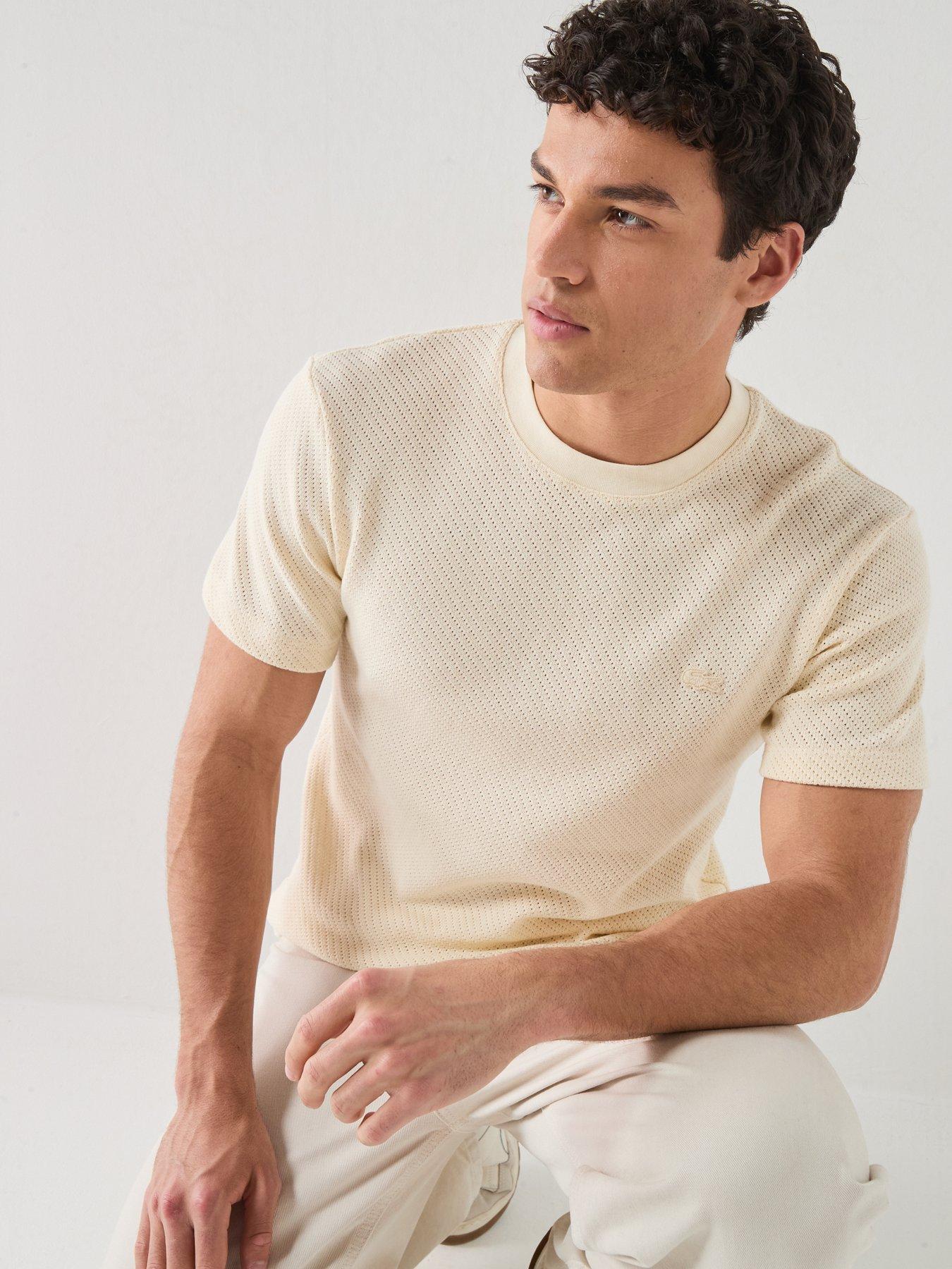 Image 4 of 6 of Lacoste Regular Fit Knitted T-Shirt- Beige