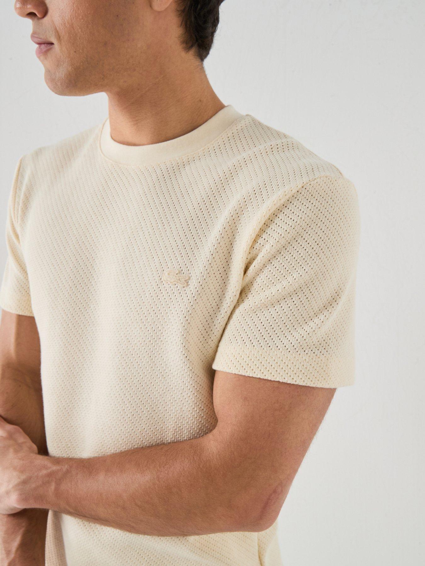 Image 5 of 6 of Lacoste Regular Fit Knitted T-Shirt- Beige