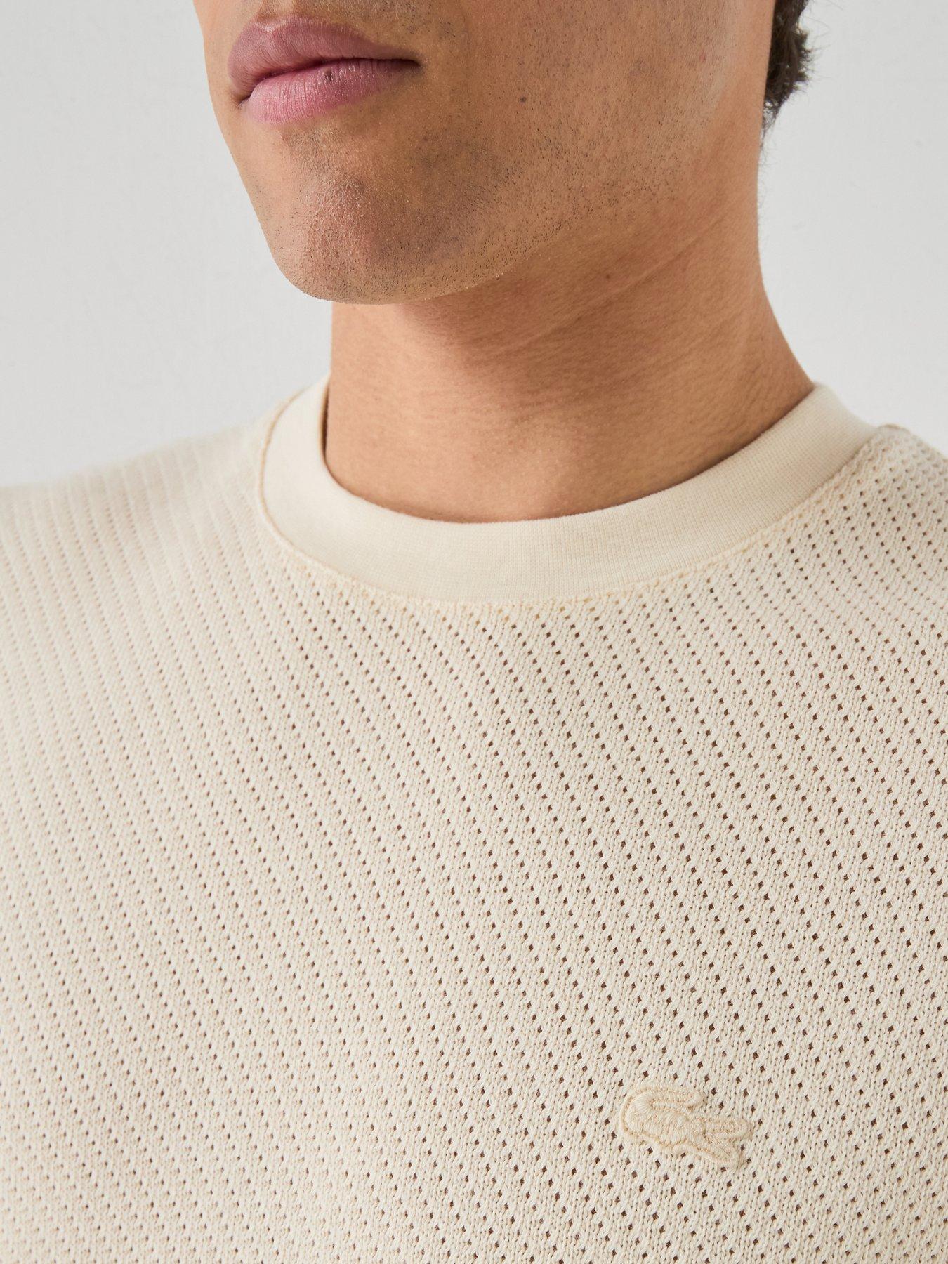 Image 6 of 6 of Lacoste Regular Fit Knitted T-Shirt- Beige