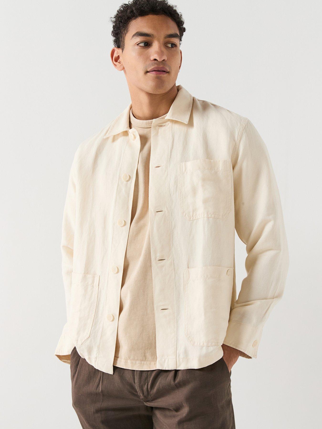  image of lacoste-casual-linen-overshirt-off-white