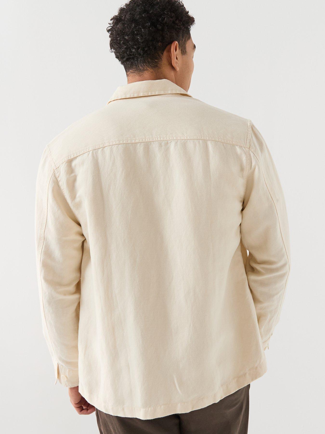  image of lacoste-casual-linen-overshirt-off-white