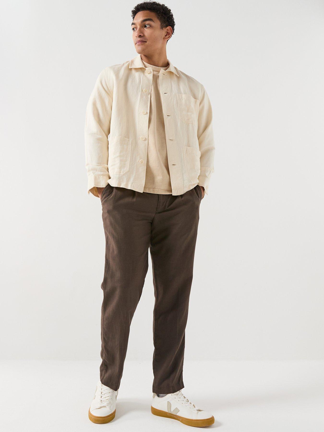  image of lacoste-casual-linen-overshirt-off-white