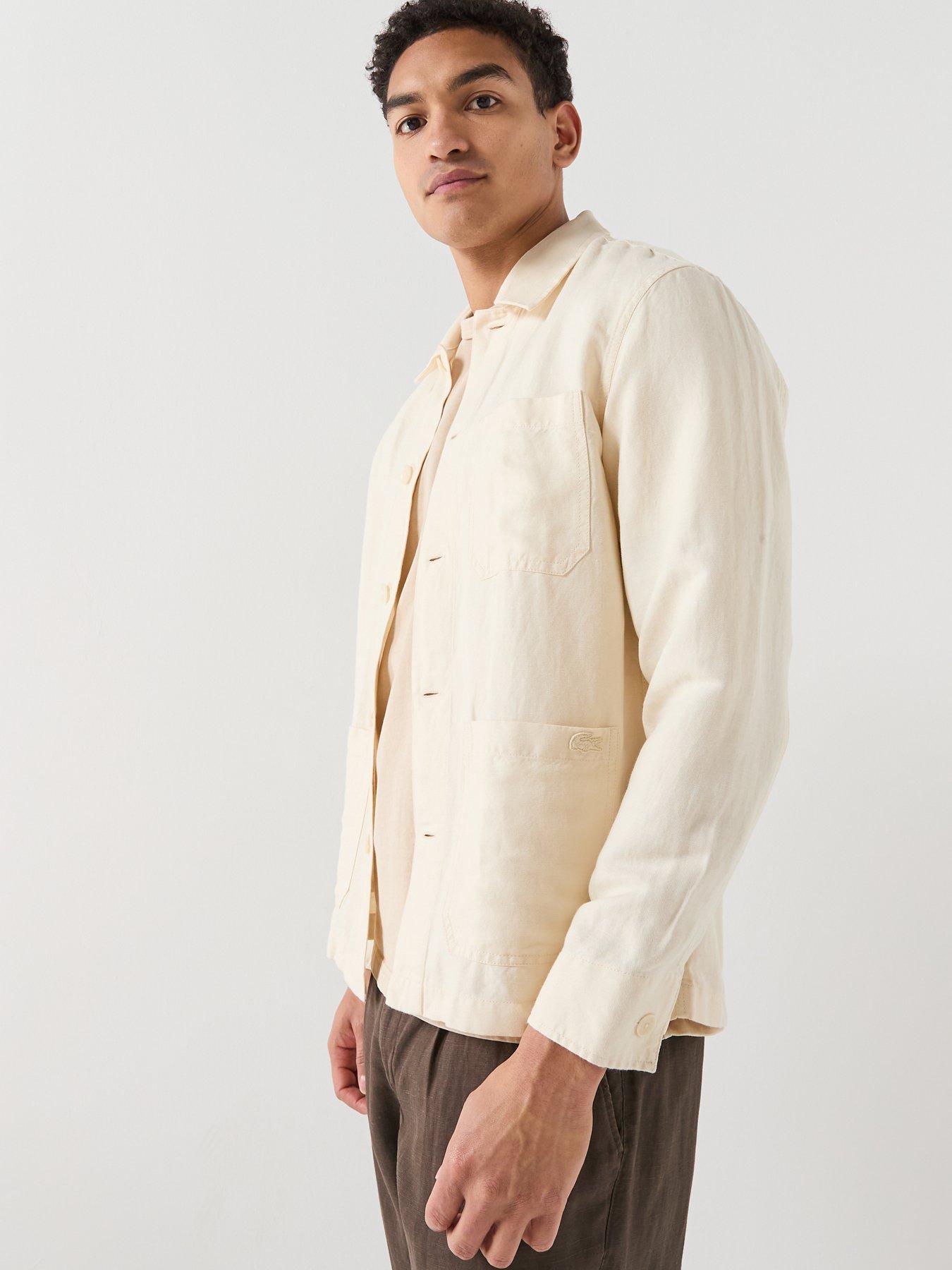  image of lacoste-casual-linen-overshirt-off-white
