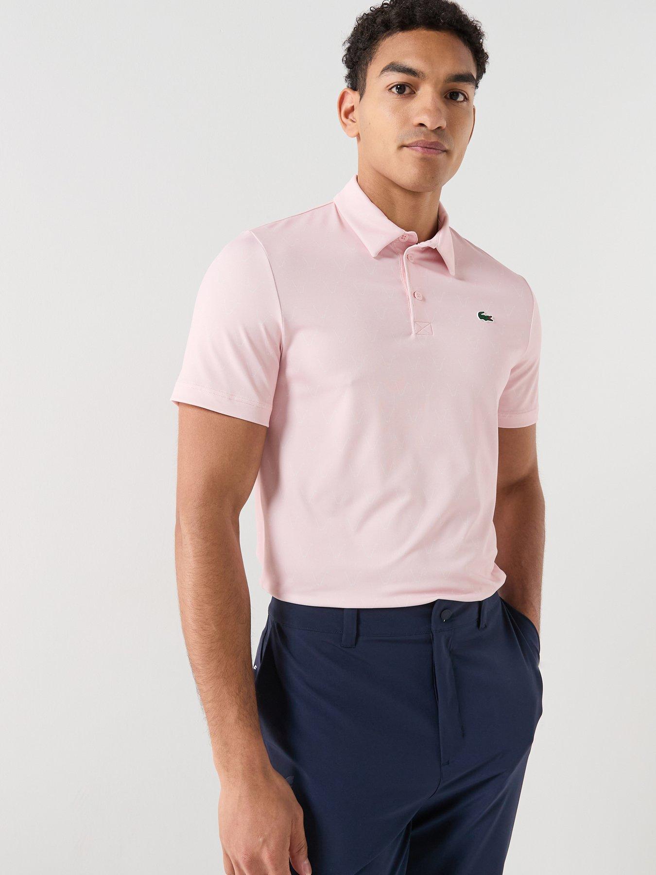 Lacoste Regular Fit Printed Ultra-Dry Upf50 Jersey Golf Polo Shirt - Pink