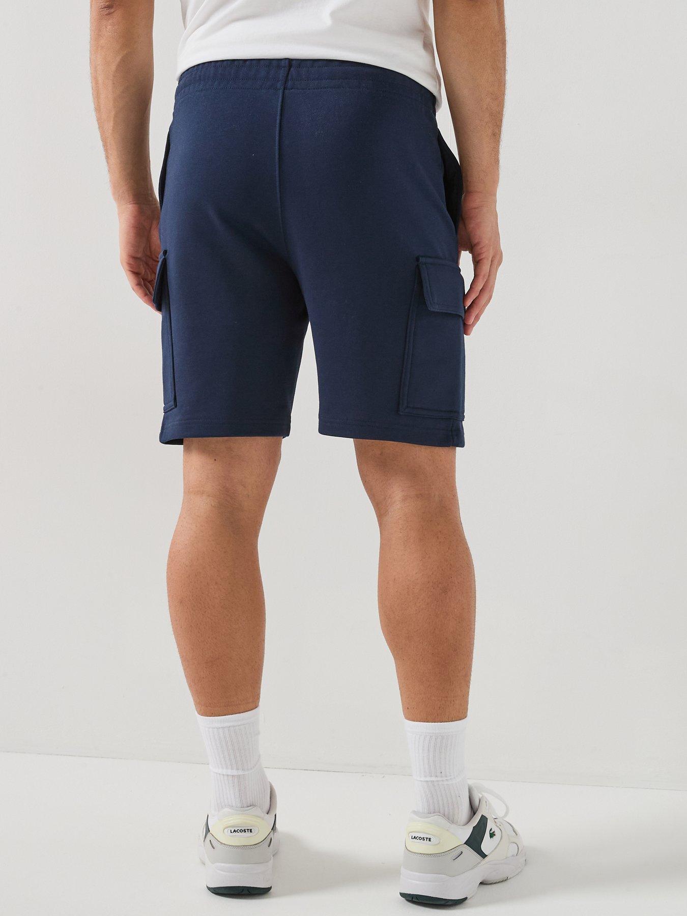  image of lacoste-regular-fit-fleece-cargo-shorts-navy