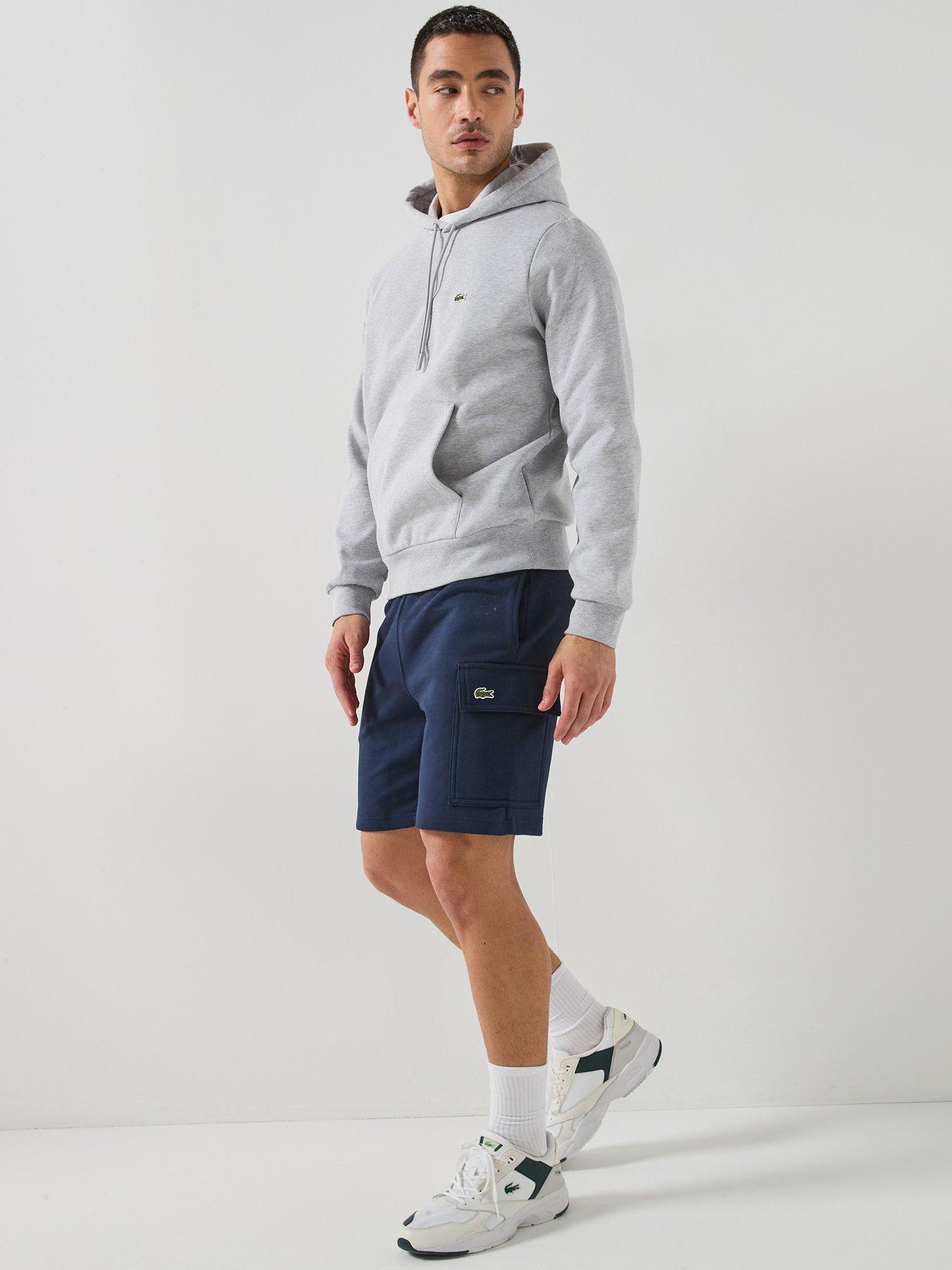  image of lacoste-regular-fit-fleece-cargo-shorts-navy