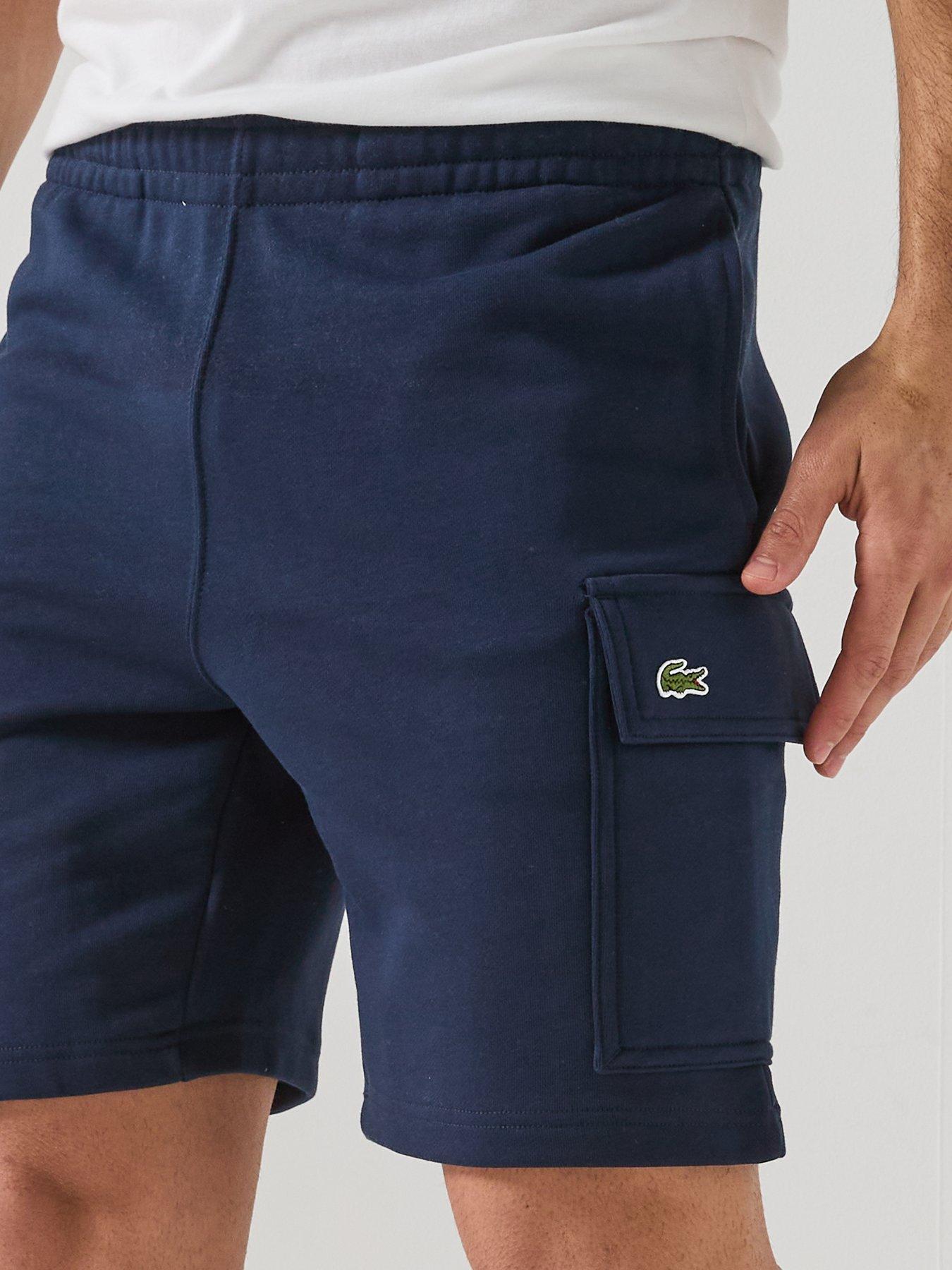  image of lacoste-regular-fit-fleece-cargo-shorts-navy