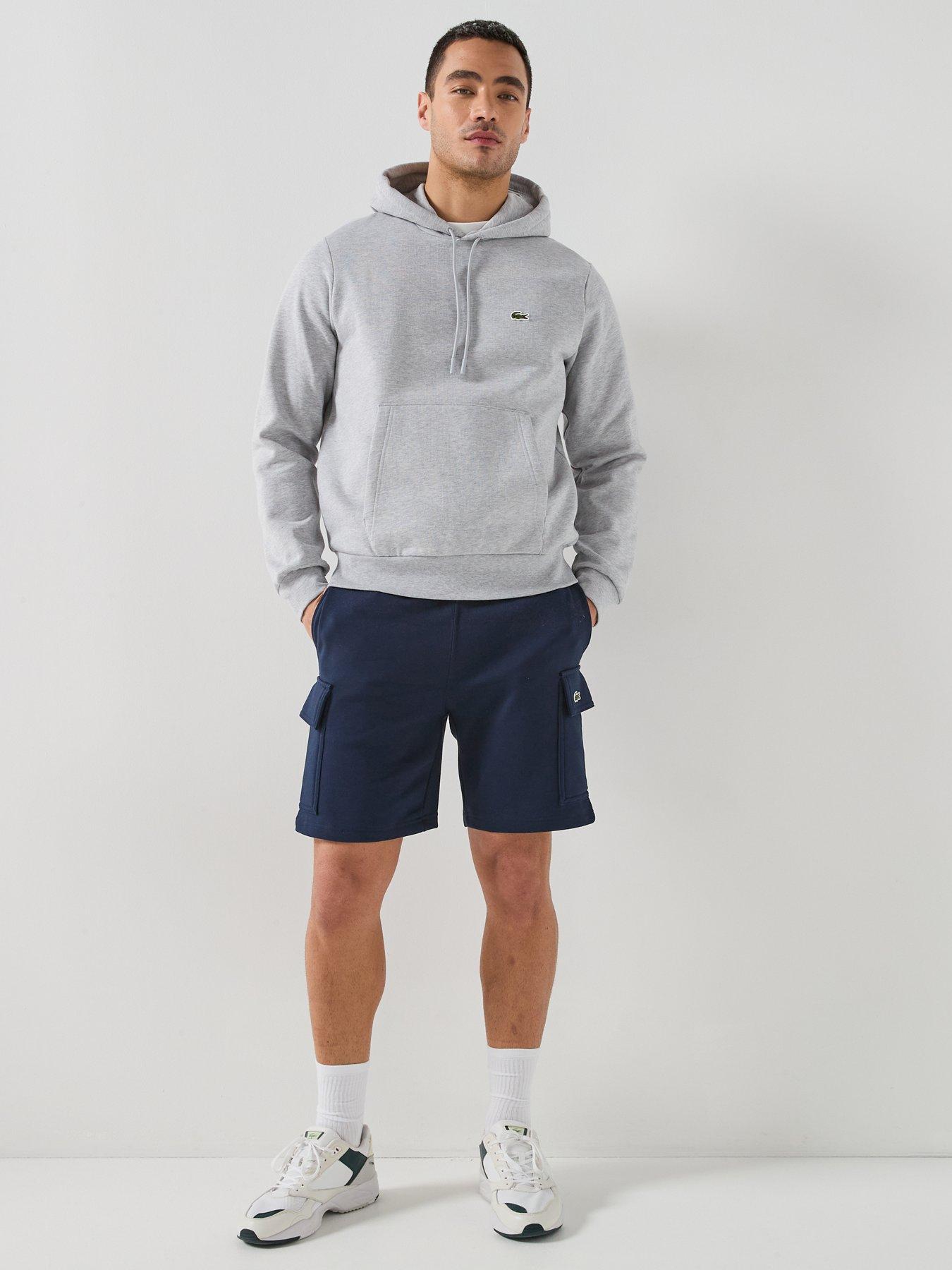  image of lacoste-regular-fit-fleece-cargo-shorts-navy