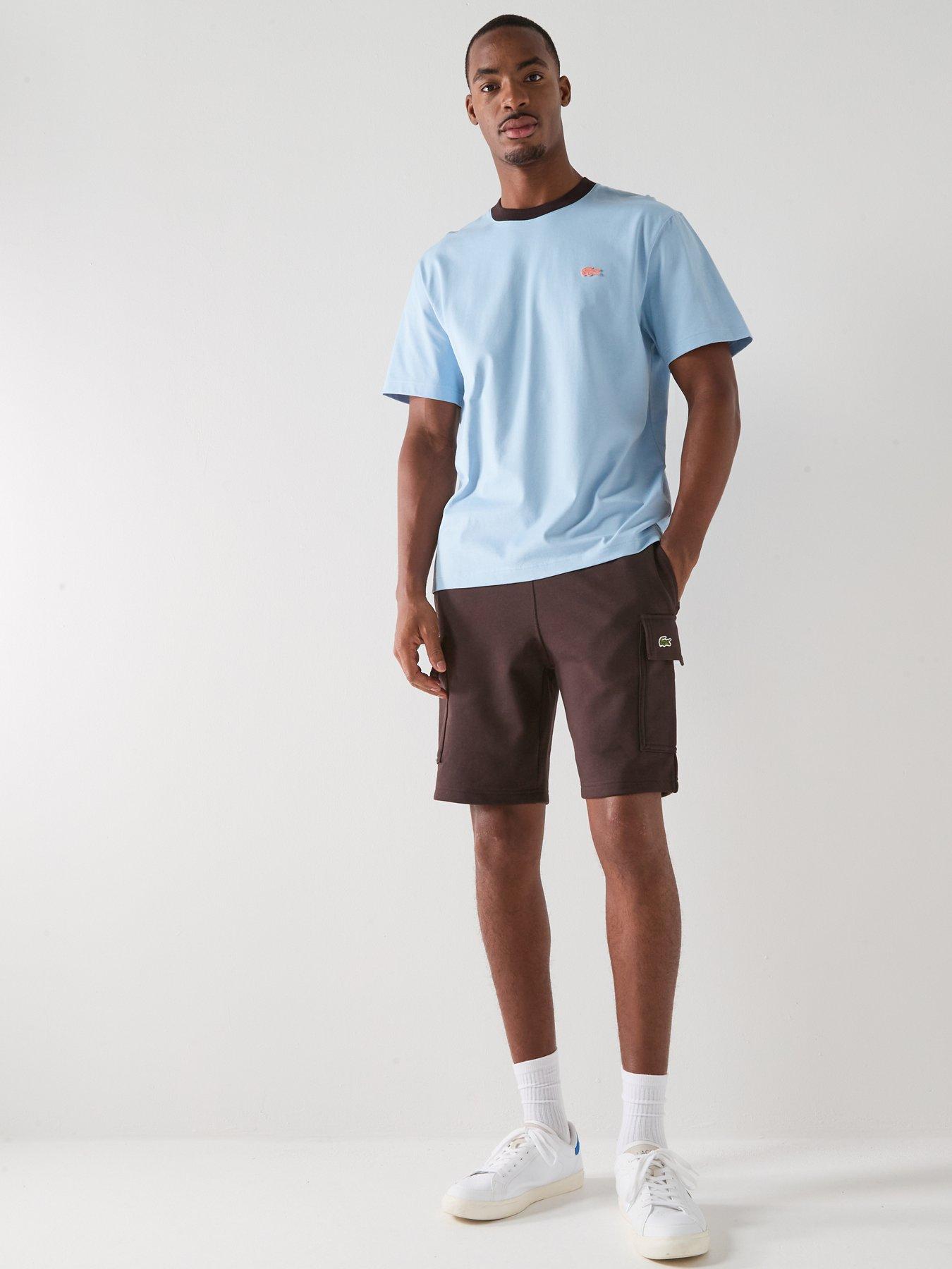  image of lacoste-regular-fit-fleece-cargo-shorts-brown