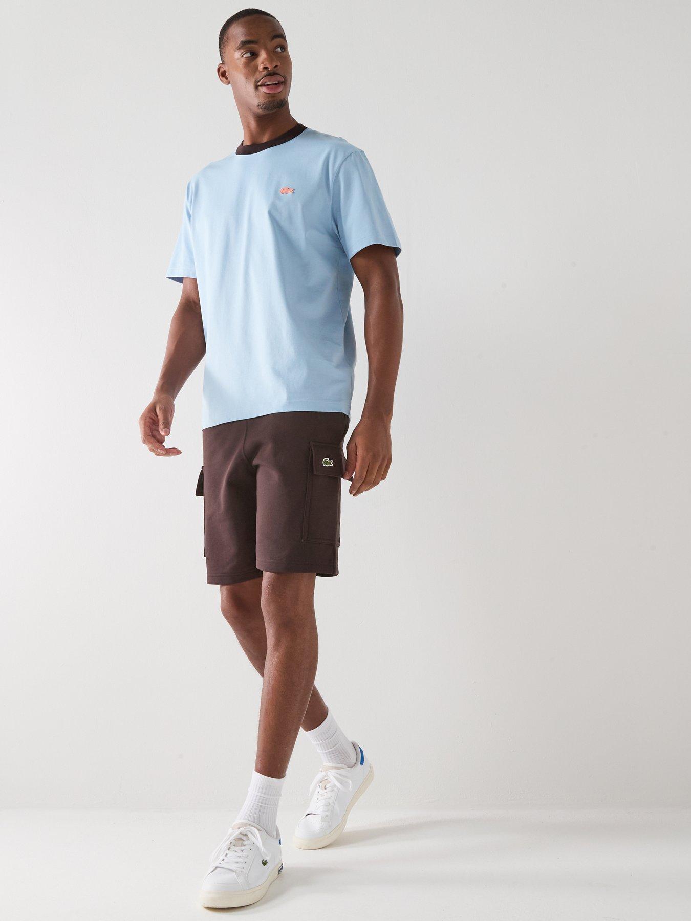  image of lacoste-regular-fit-fleece-cargo-shorts-brown