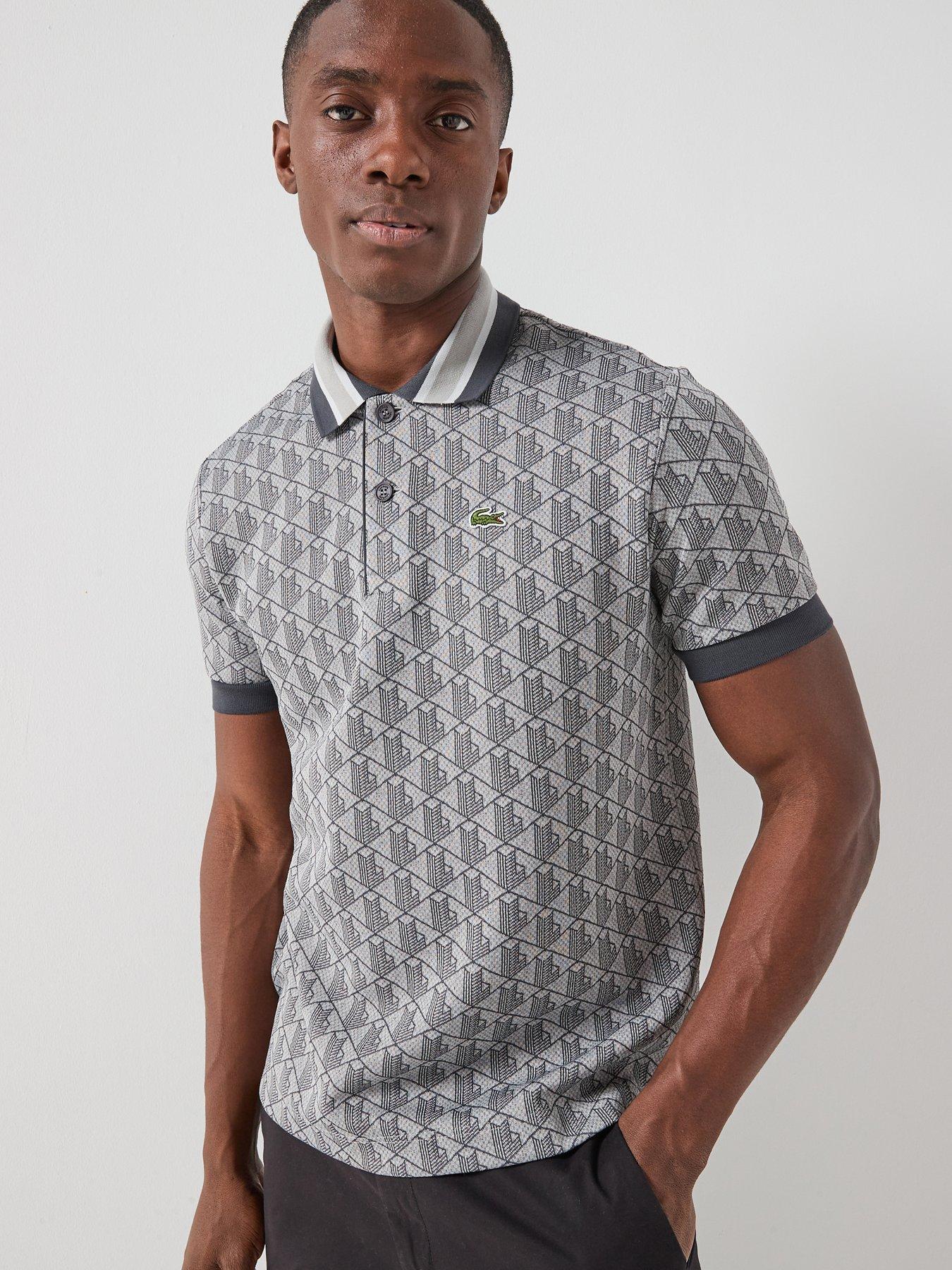 Lacoste Classic Fit Monogram Jacquard Polo Shirt - Navy