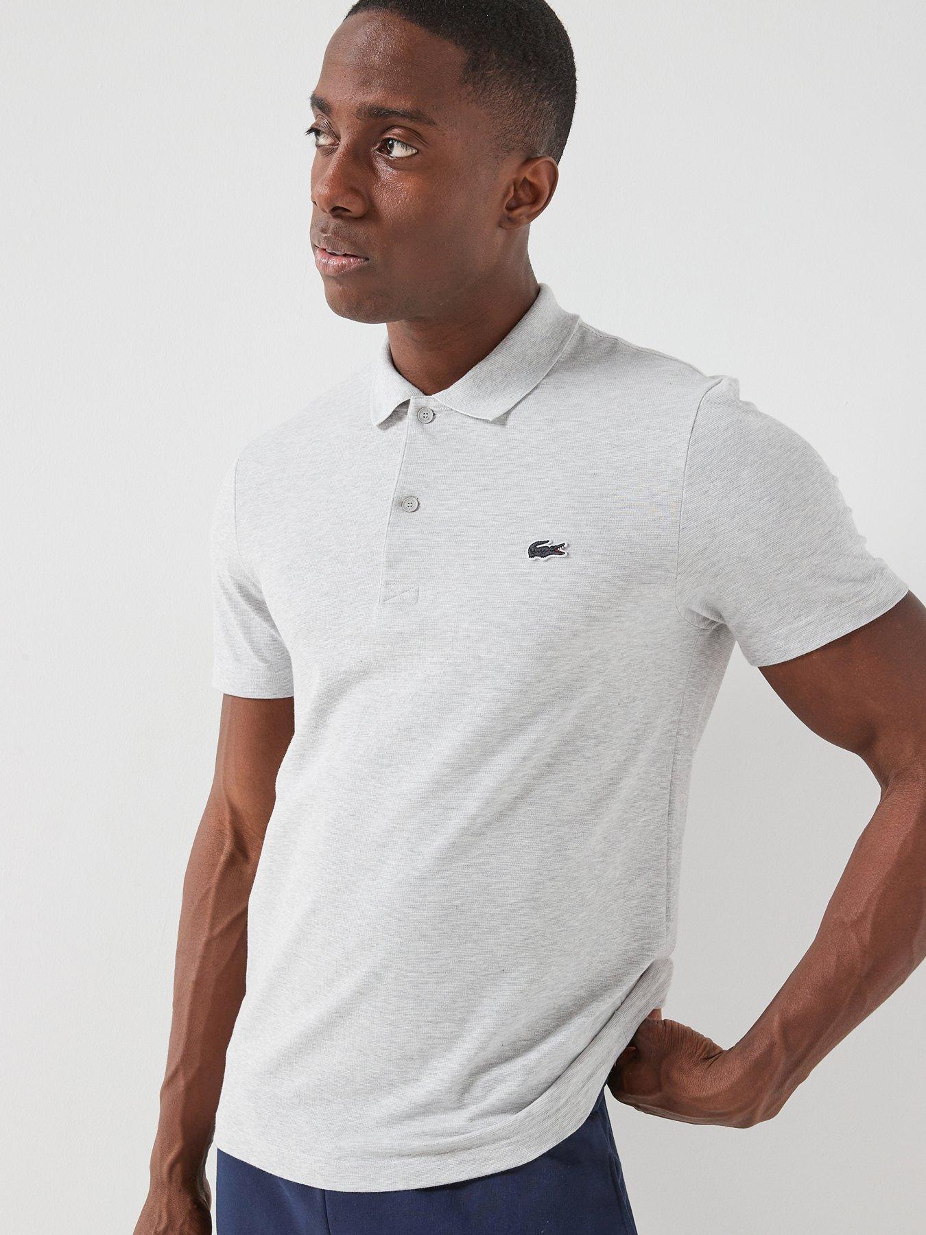  image of lacoste-cotton-blend-ottoman-polo-short-grey