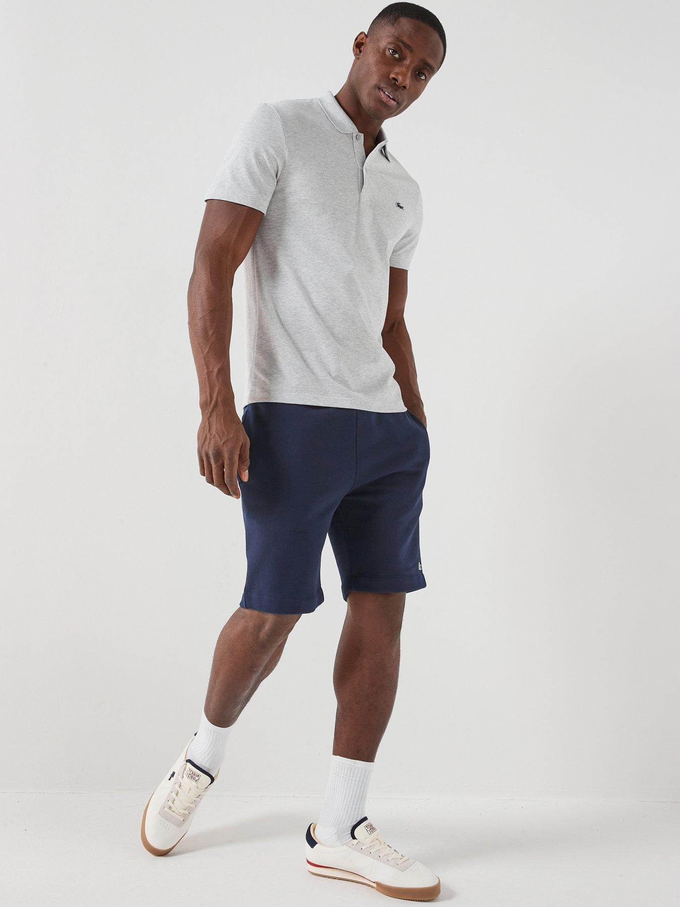  image of lacoste-cotton-blend-ottoman-polo-short-grey
