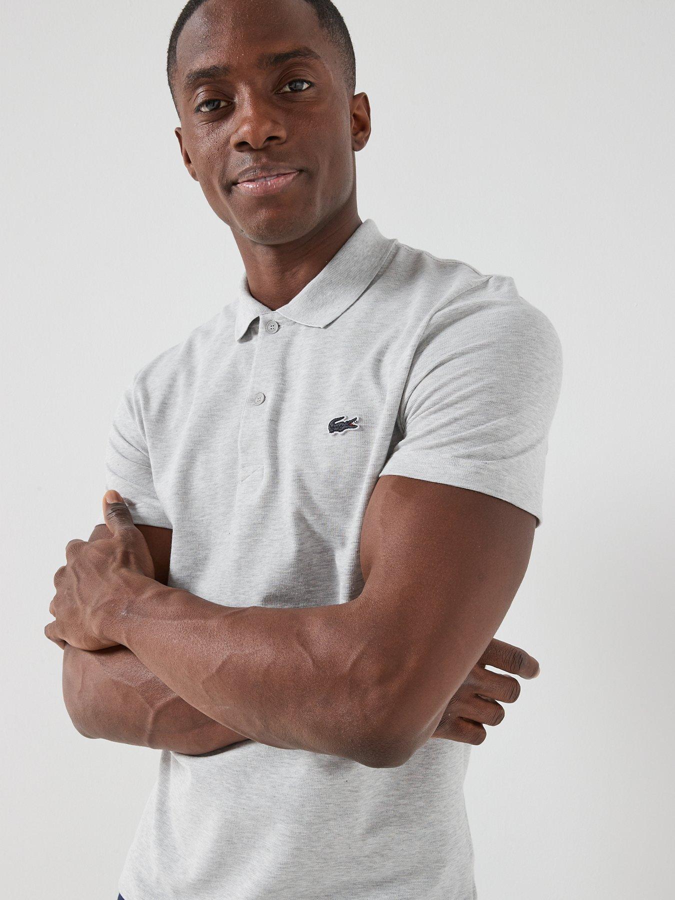  image of lacoste-cotton-blend-ottoman-polo-short-grey