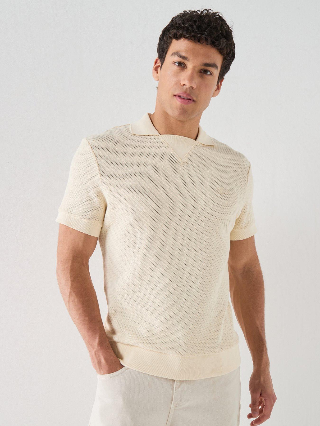 Image 1 of 6 of Lacoste Regular Fit Knitted Polo Shirt &ndash; Beige
