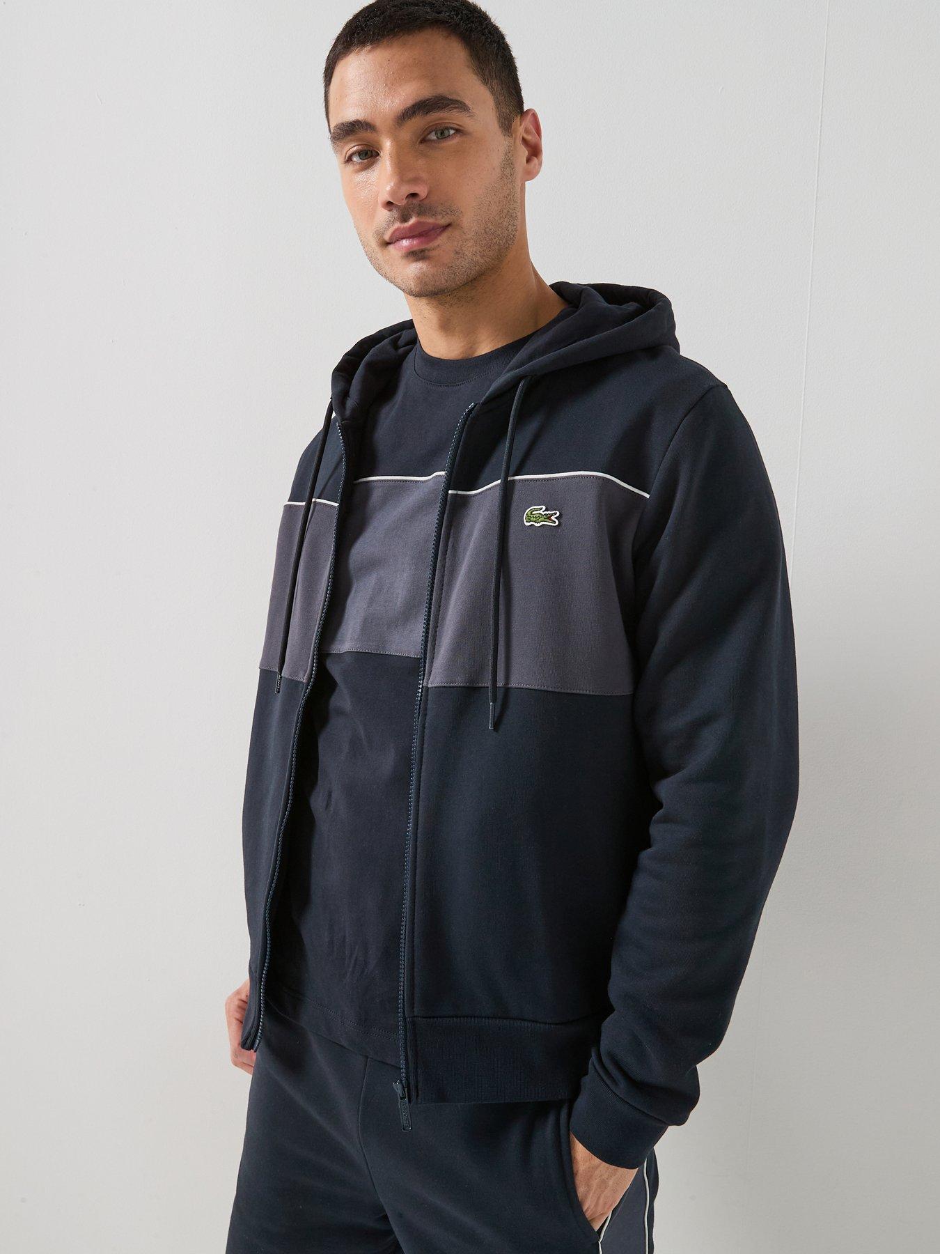 Lacoste Classic Fit Colorblock Zip Thru Fleece Hoodie - Black