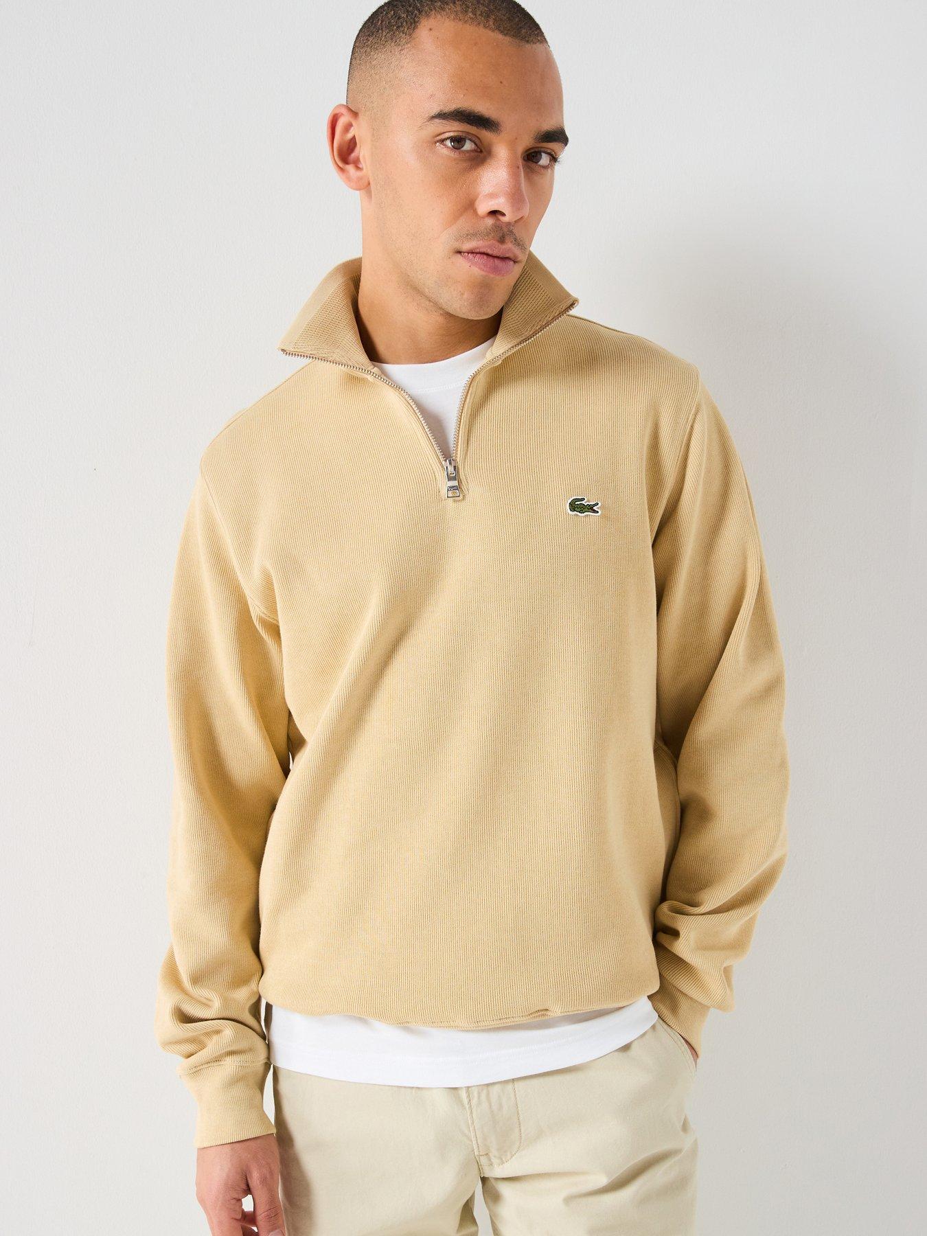 lacoste-classic-fit-quarter-zip-sweatshirt-beige