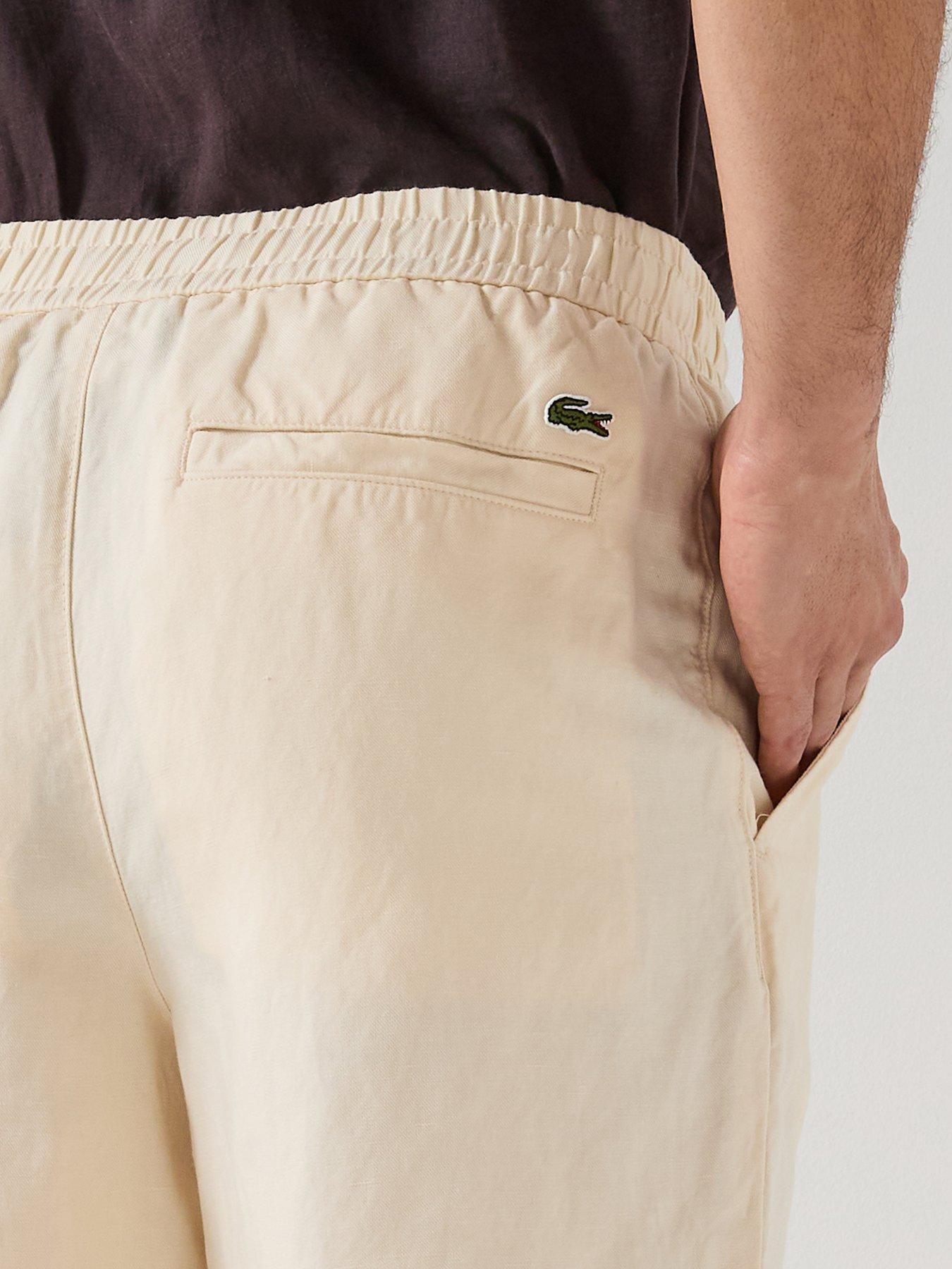 Image 4 of 5 of Lacoste Regular Fit Linen Shorts - Cream