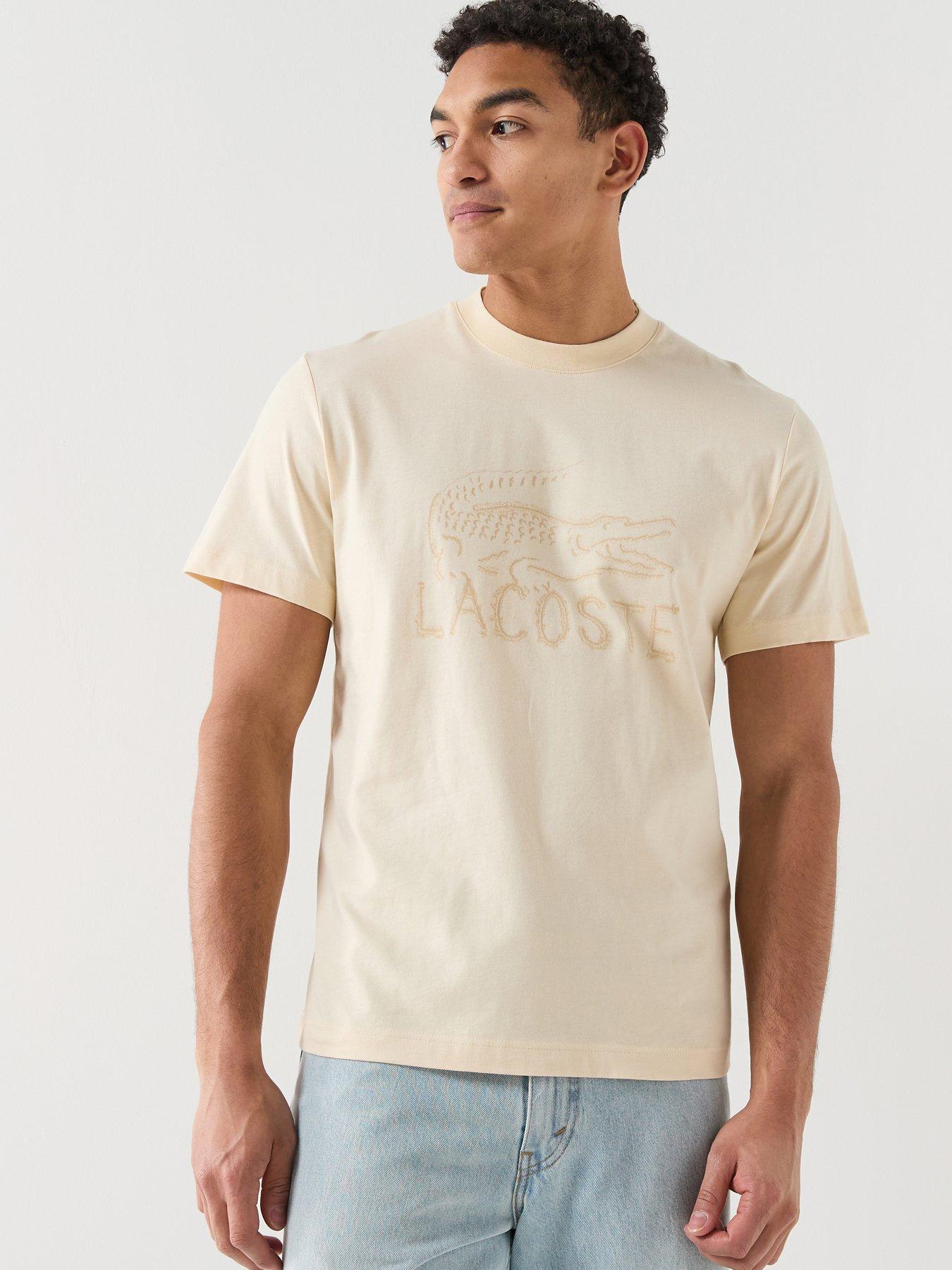 lacoste-classic-fit-printed-cotton-t-shirt--beige