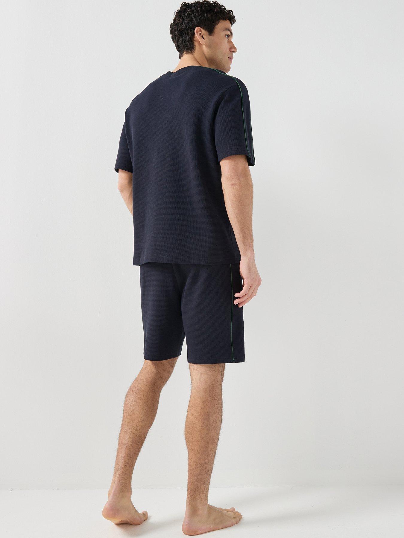 Image 2 of 6 of Lacoste Waffle Short Lounge Set - Navy
