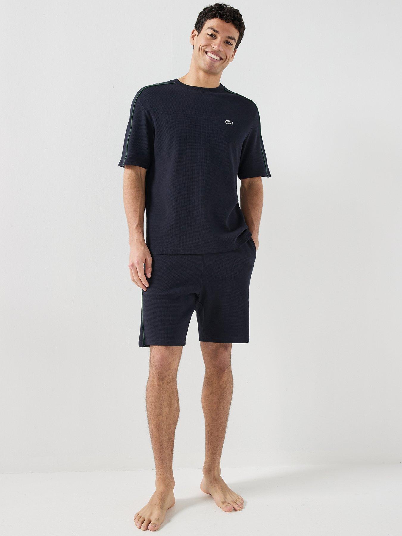 Image 3 of 6 of Lacoste Waffle Short Lounge Set - Navy