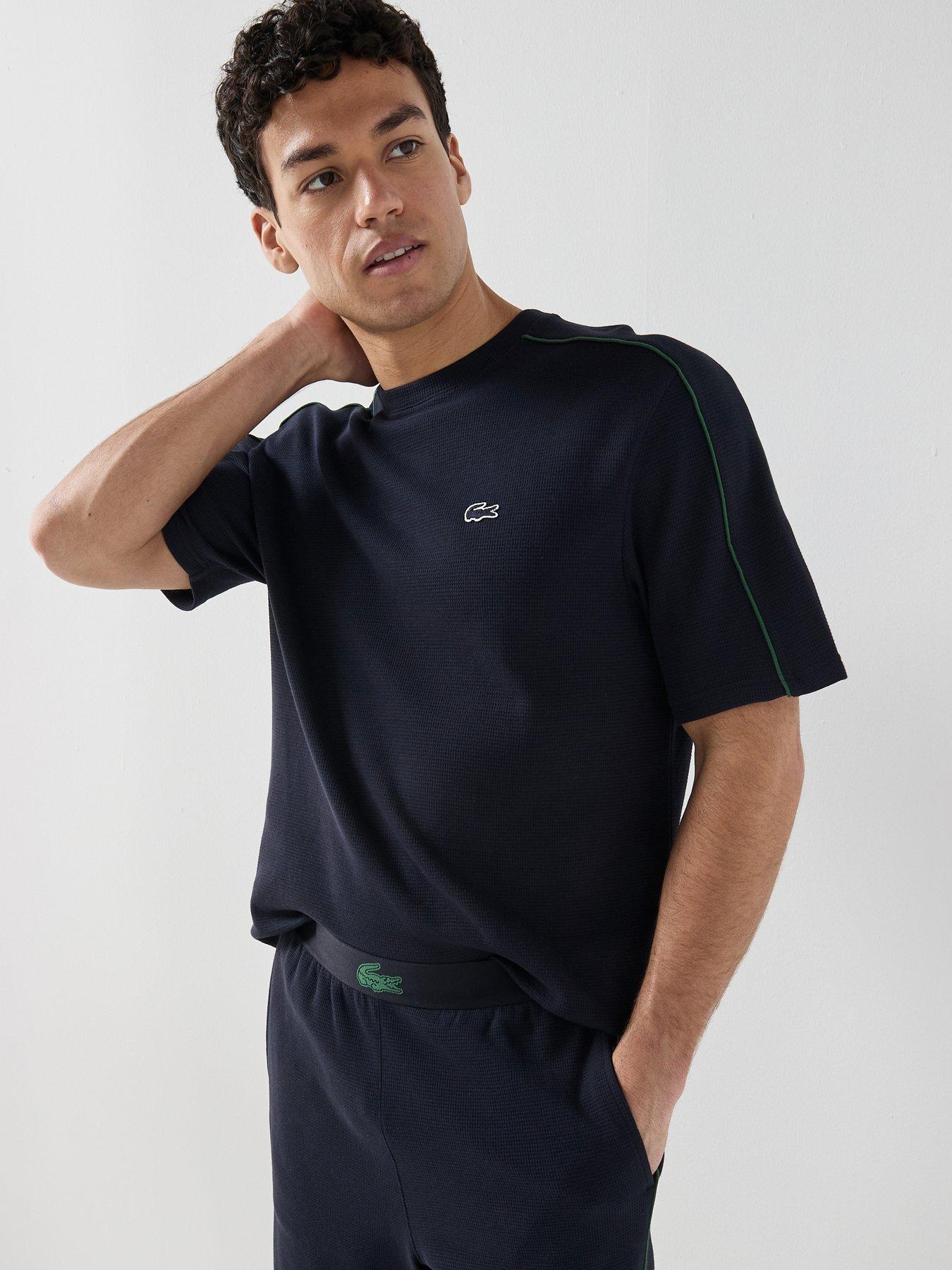 Image 4 of 6 of Lacoste Waffle Short Lounge Set - Navy