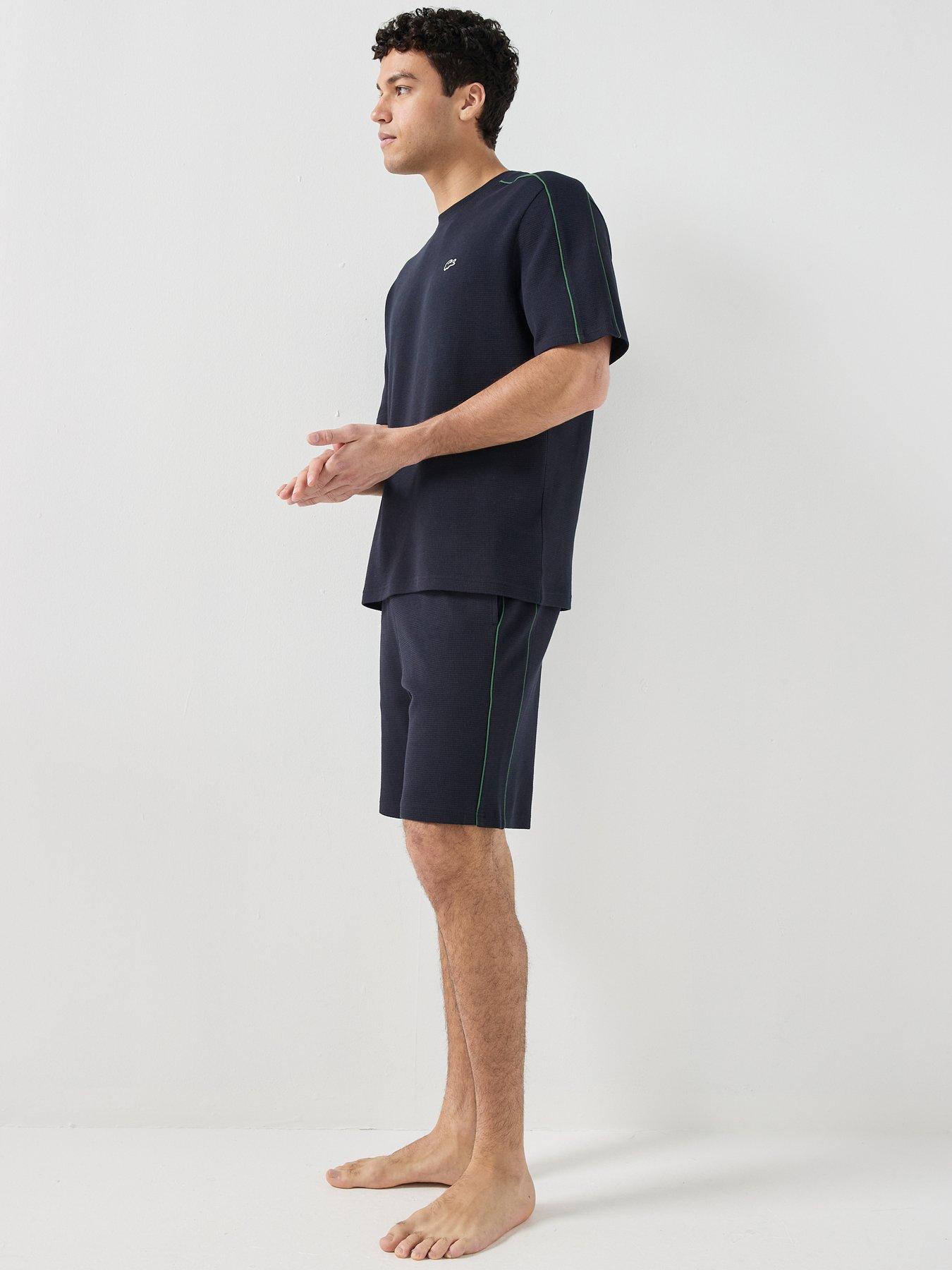 Image 5 of 6 of Lacoste Waffle Short Lounge Set - Navy