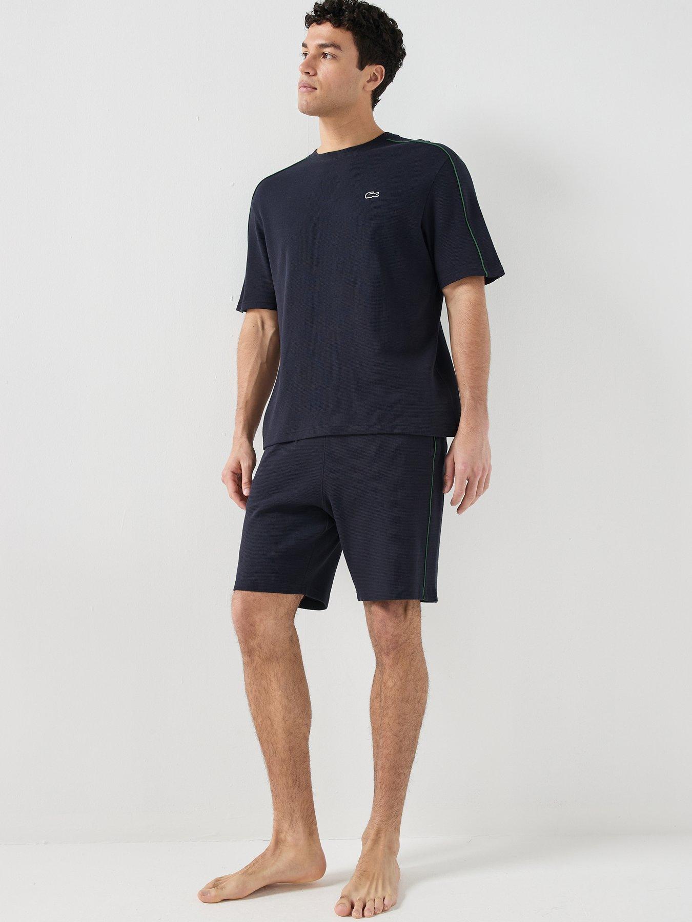 Image 6 of 6 of Lacoste Waffle Short Lounge Set - Navy