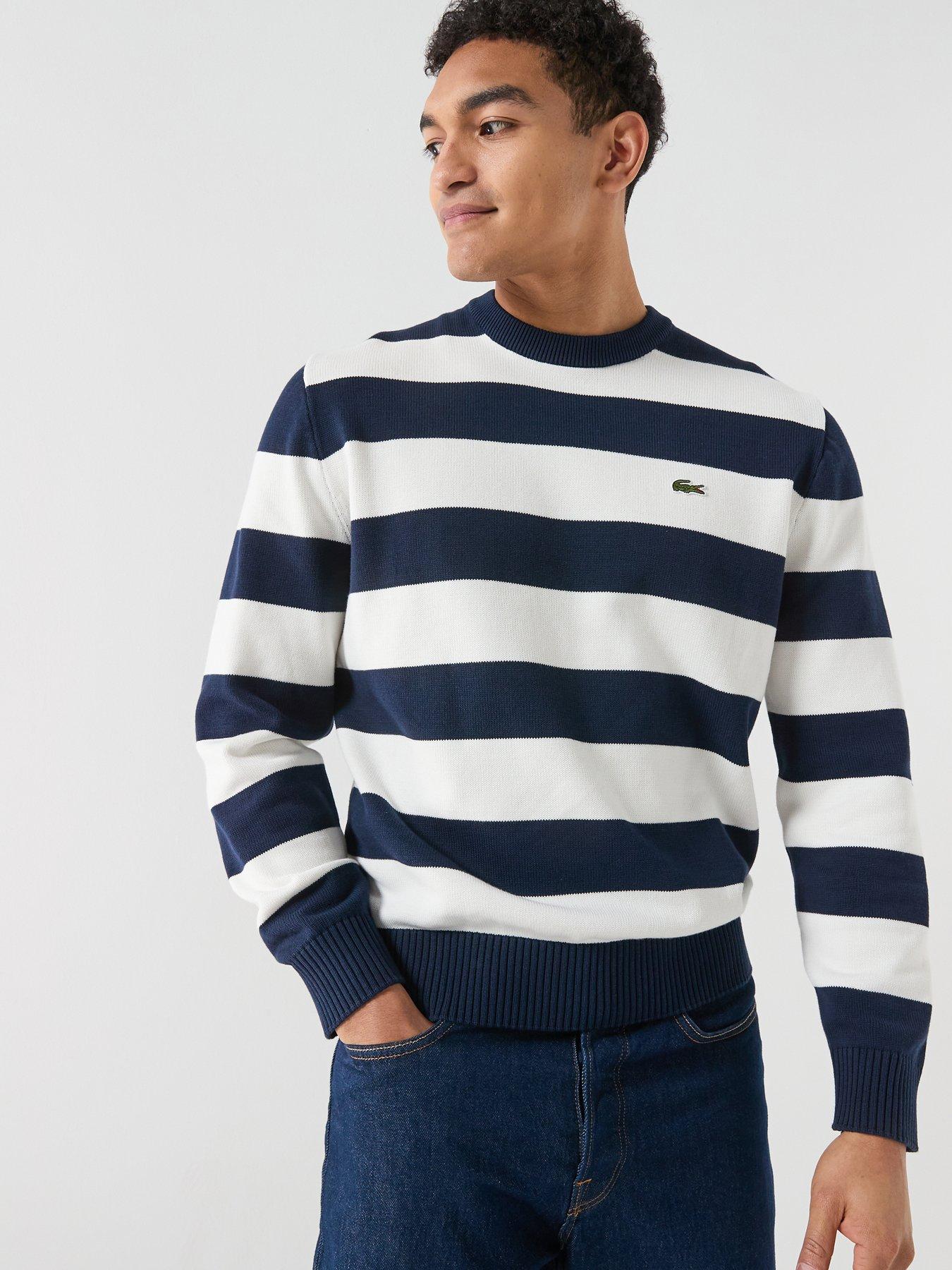 Lacoste Classic Fit Cotton Striped Jumper - Black