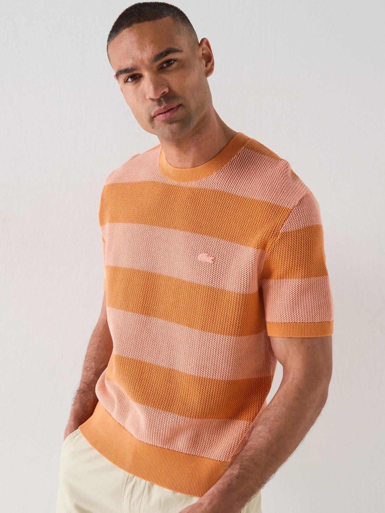 Lacoste Classic Fit Striped Knitted T-Shirt - Orange