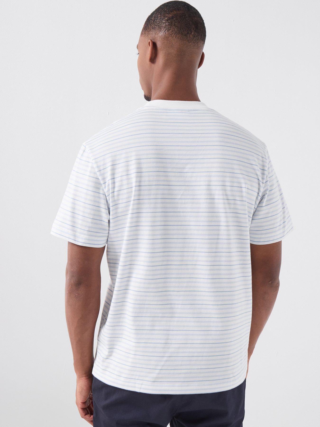 Image 2 of 5 of Lacoste Classic Fit Striped Cotton T-Shirt - Blue