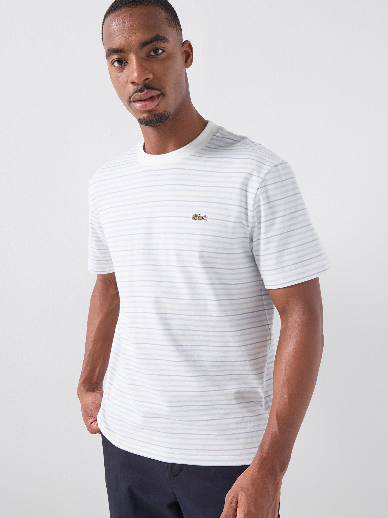 Image 5 of 5 of Lacoste Classic Fit Striped Cotton T-Shirt - Blue